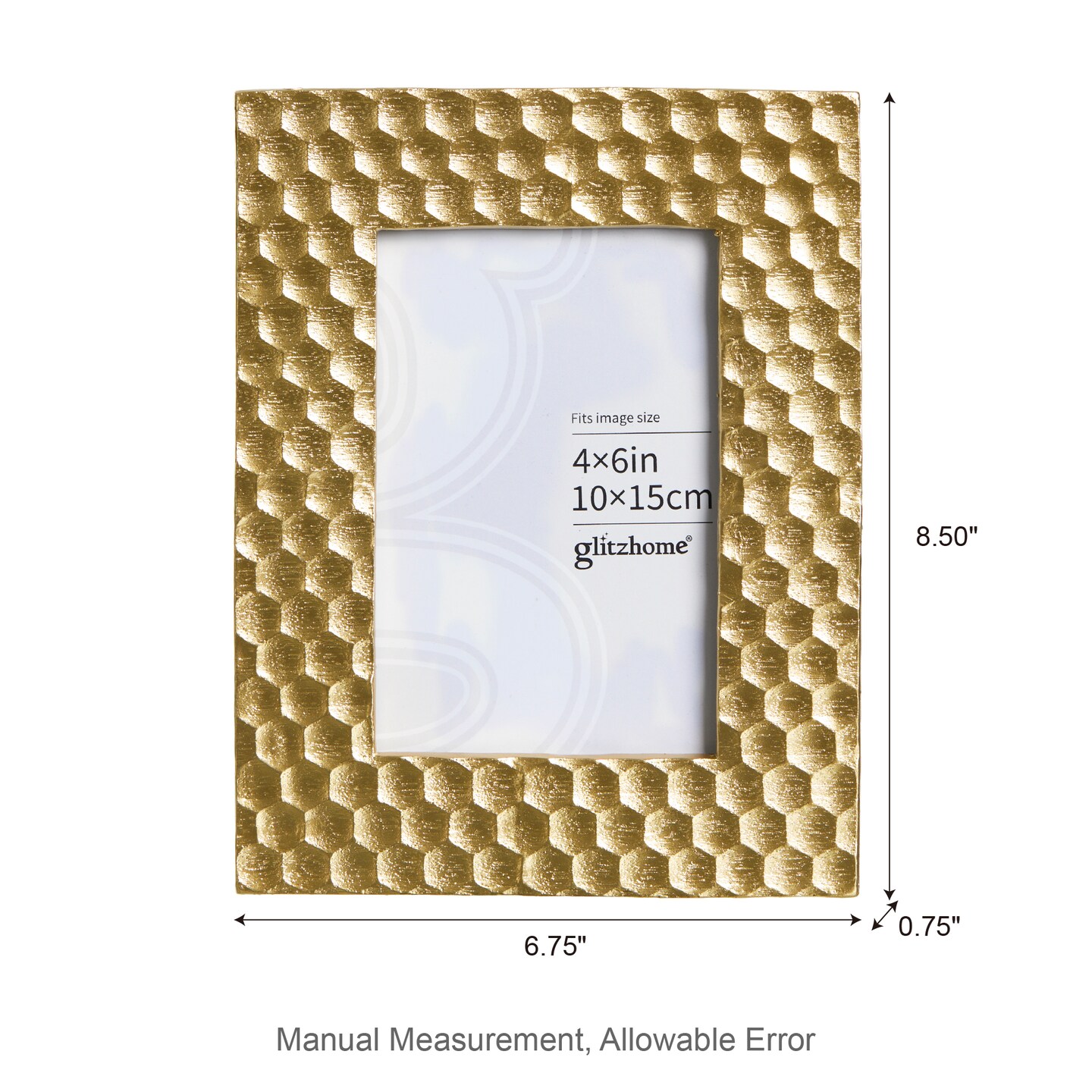 Set of 6 Gold Honeycomb Resin Wall or Tabletop Picture Frames-4X6