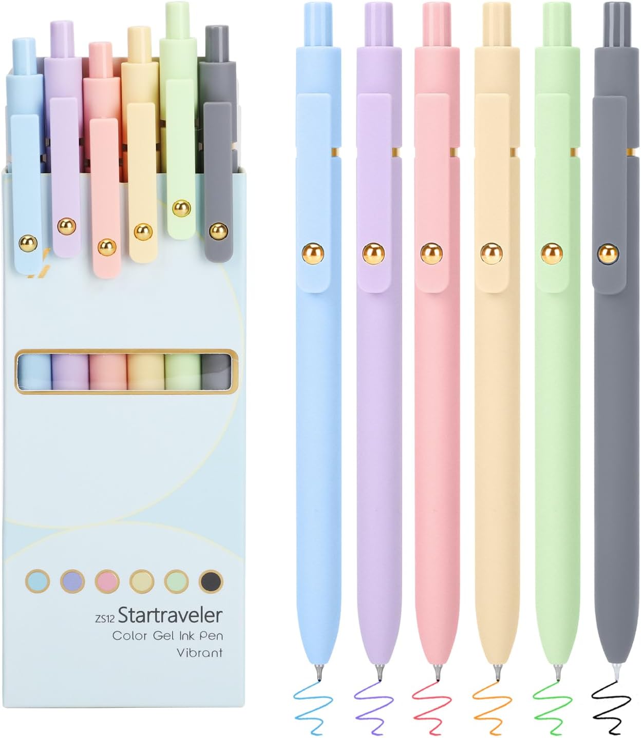 6-Pack Colored Gel Pens – 0.7mm Medium Point, Quick-Dry, Multi-Color for Journaling & Doodling