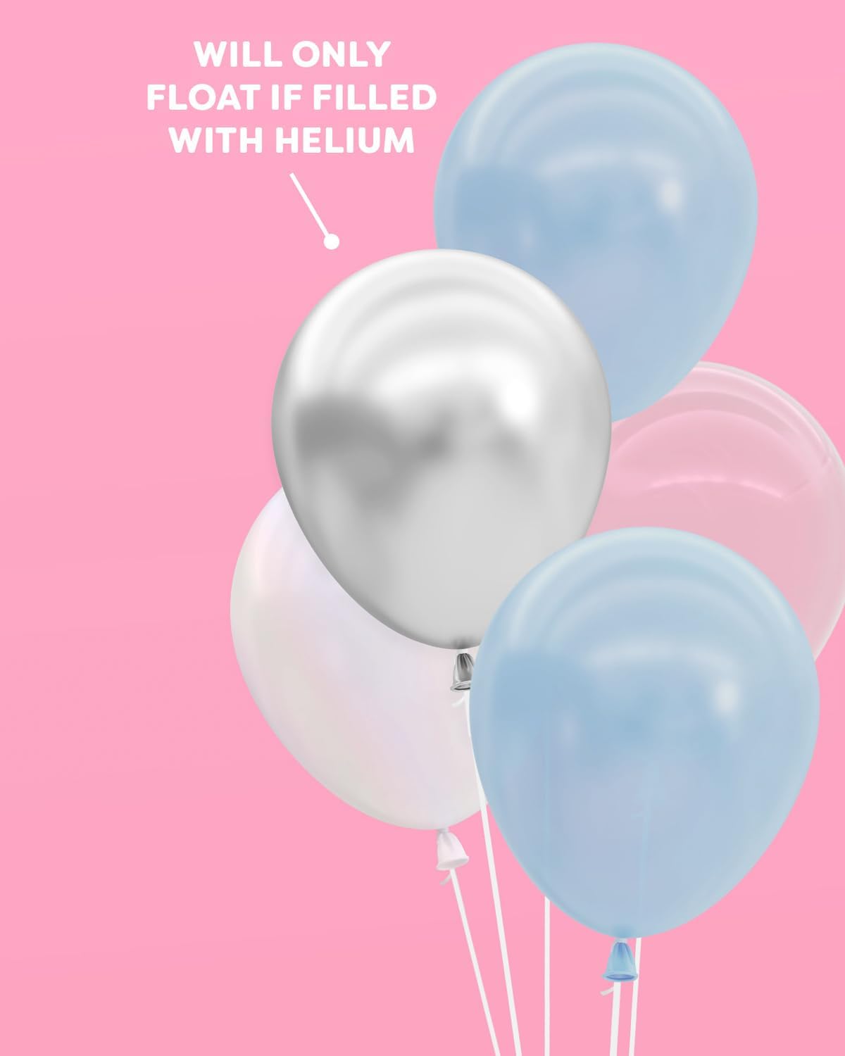 Latex Balloons 25pk 12" Blue Pearl White Clear Silver for Party Decor