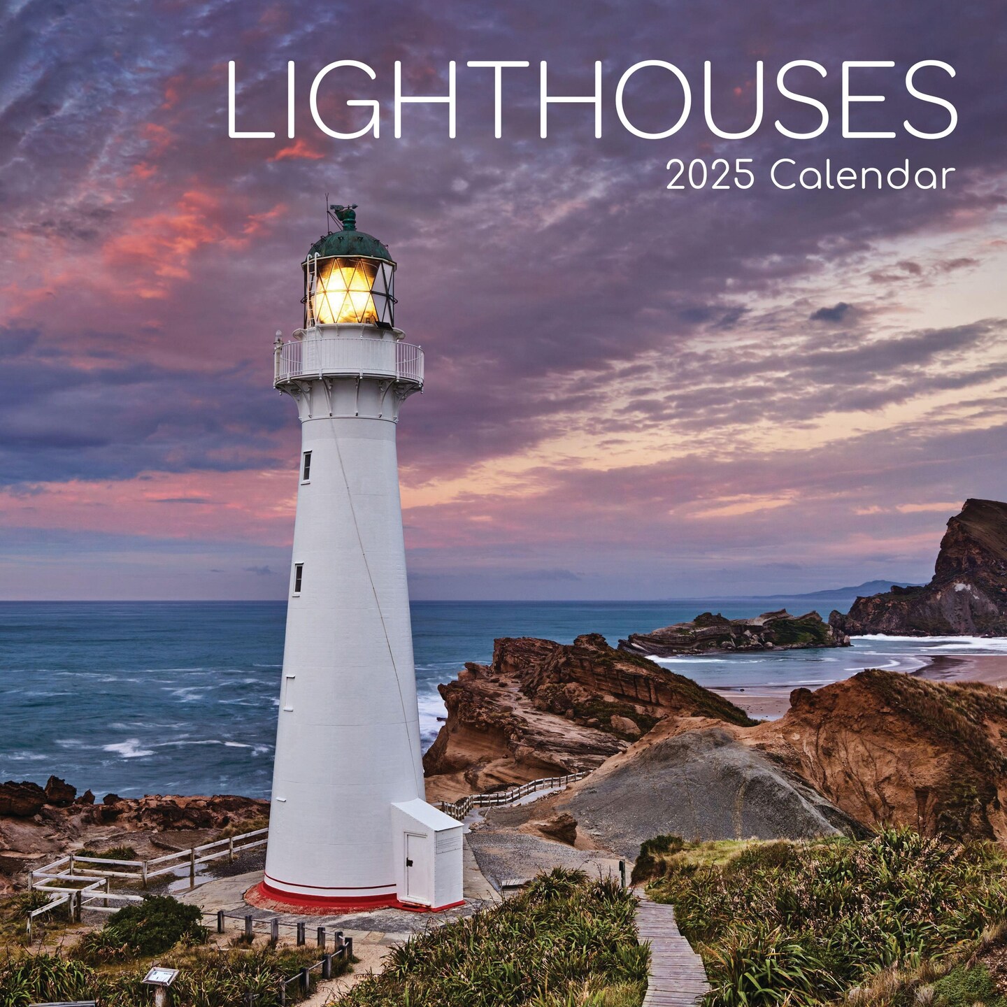 The Gifted Stationary Square Wall Calendar 2025, Lighthouses, 16-Month Lifestyles Theme Hanging Calendar with 180 Reminder Stickers, Monthly Family Planner for Home &#x26; Creative Spaces, 30 x 30 cm