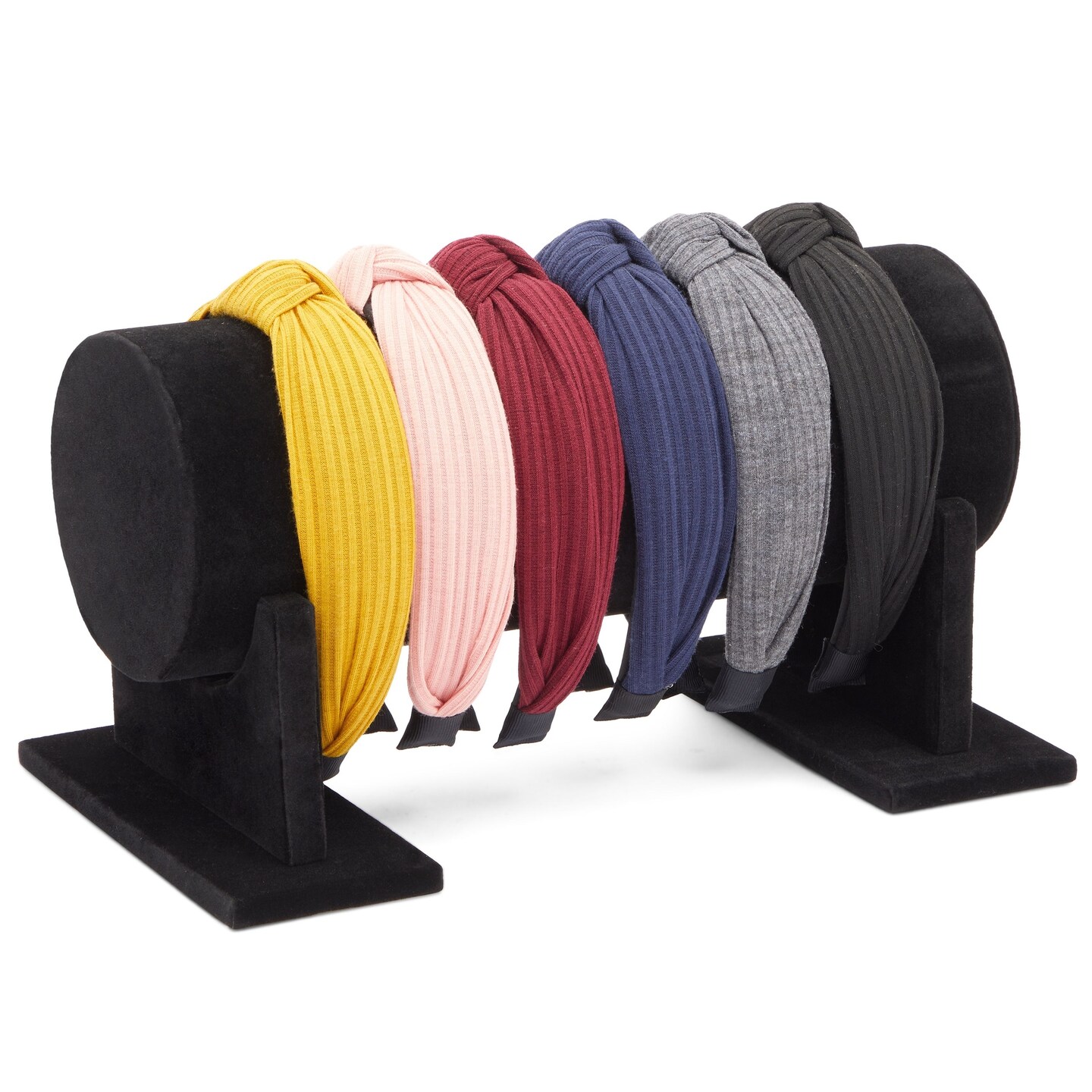 Headband Velvet Jewelry Organizer, Black T Bar Jewelry Stand for Boutiques, Small Business (12 x 7 In)