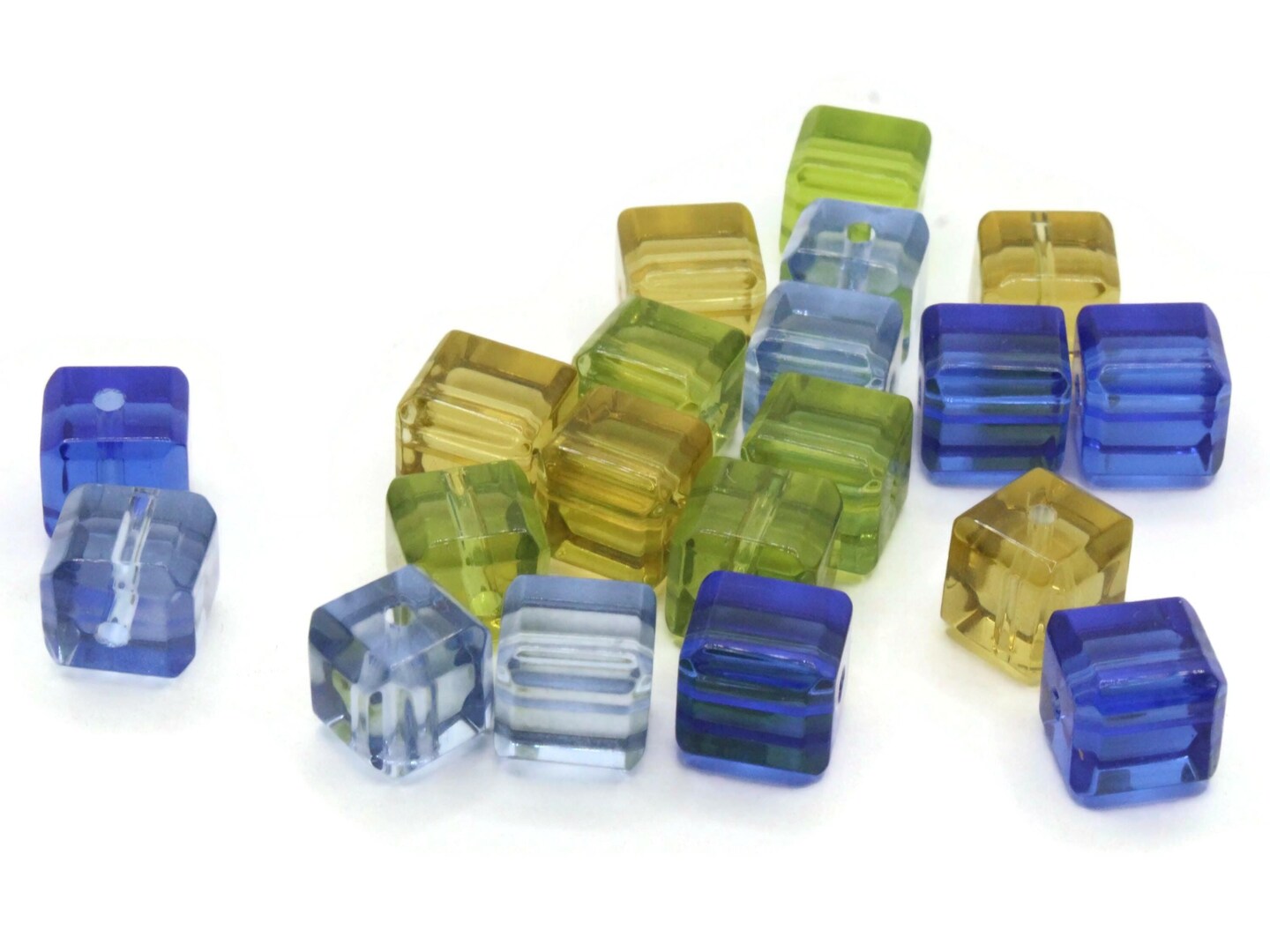 20 10mm Mixed Color Glass Cube Beads
