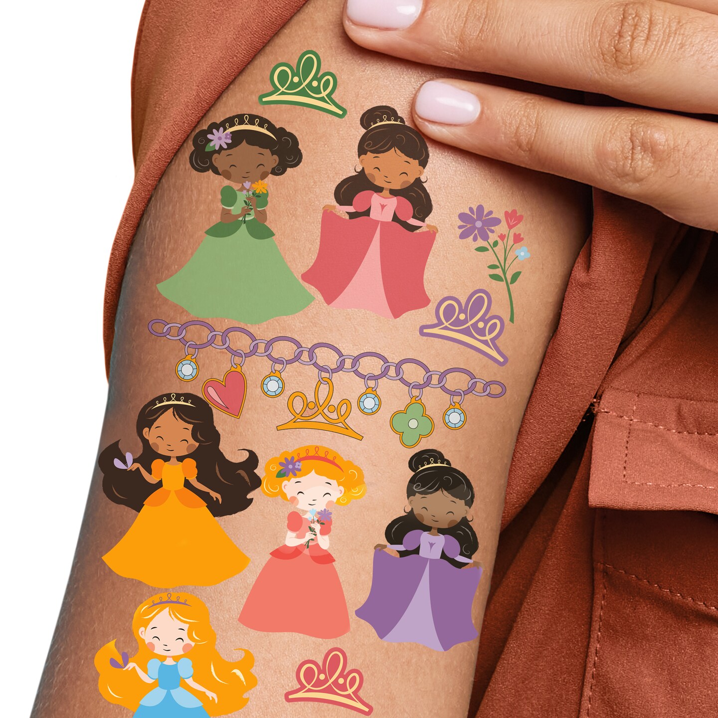 Big Dot of Happiness Princess Temporary Tattoos for Kids' Party Favors, Princess Party for Girls' Birthday, Set of 12 Tattoo Sheets – 60 Total Tats