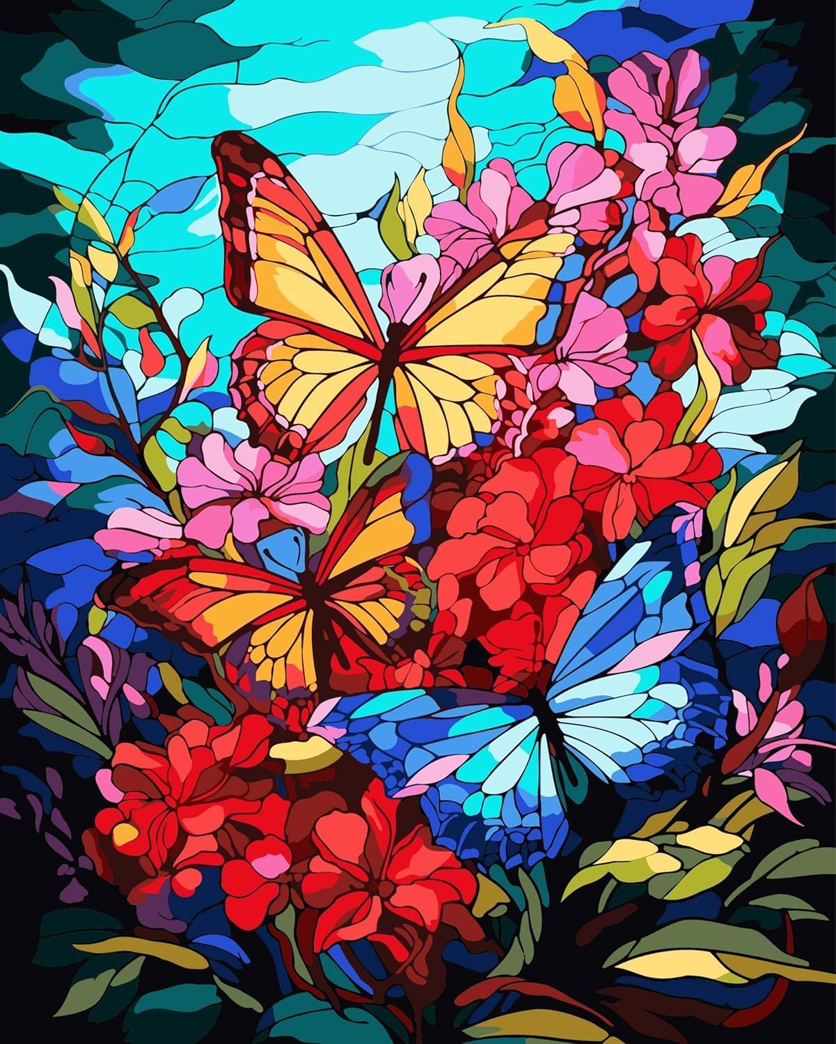 Paint by Numbers Kit for Adults,Butterfly Adult Paint by Number Kits,Painting Kits for Adults Flower,Suitable for Home Wall Decoration(16x20 Inch)