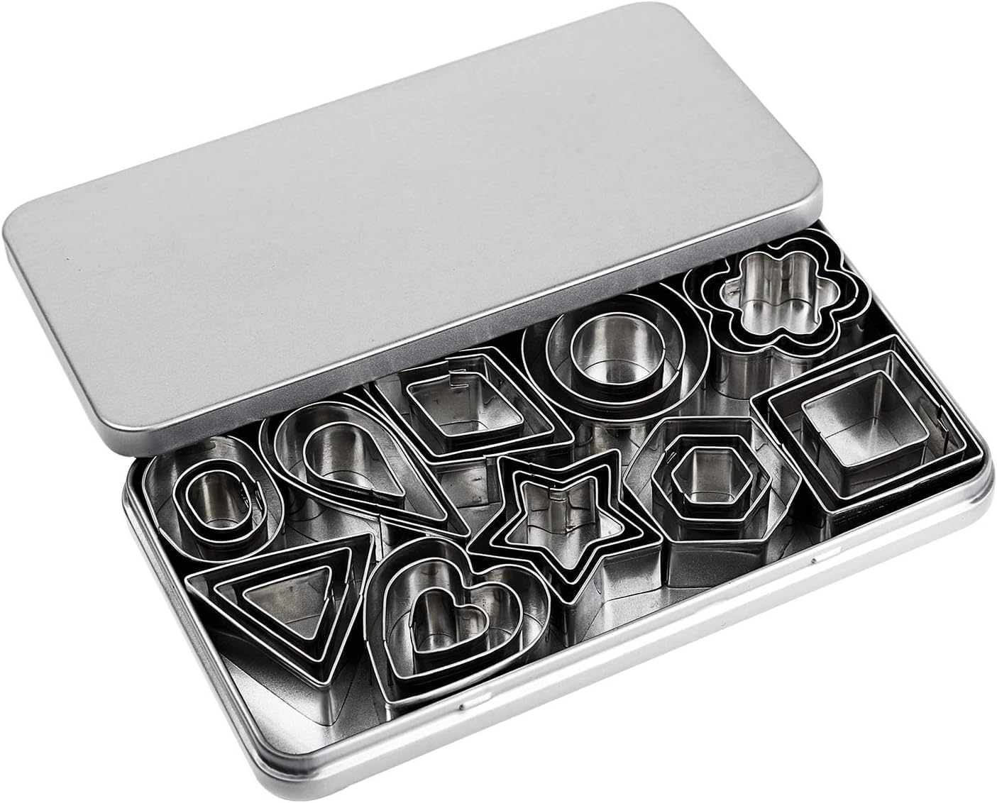 Mini Stainless Steel Cookie Cutter Set Various Shapes, 30 Pieces