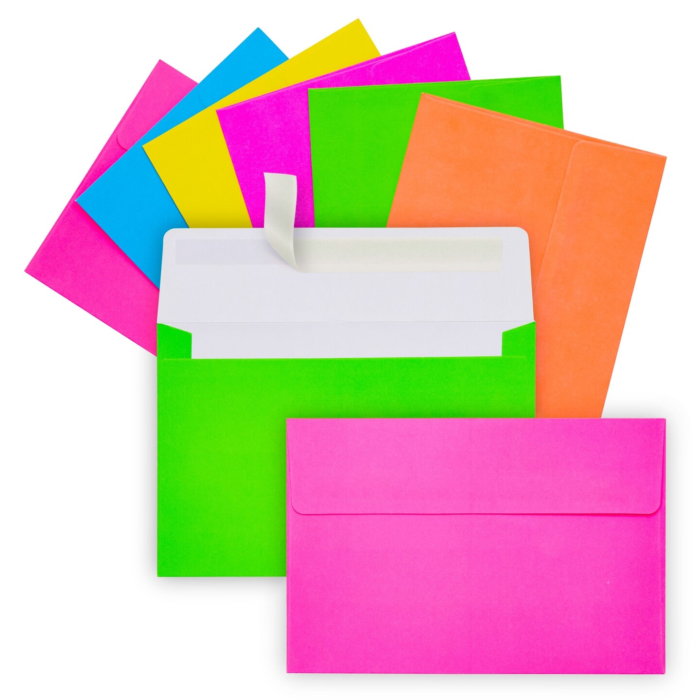 112 Pack Bright Neon Colored Envelopes with Self-Adhesive, Bulk Set for 4x6 Invitations, Greeting Cards, Birthday, Baby Shower (A6)