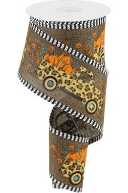 2.5&#x22; Leopard Truck Stripe Edge Ribbon: Brown (10 Yards)