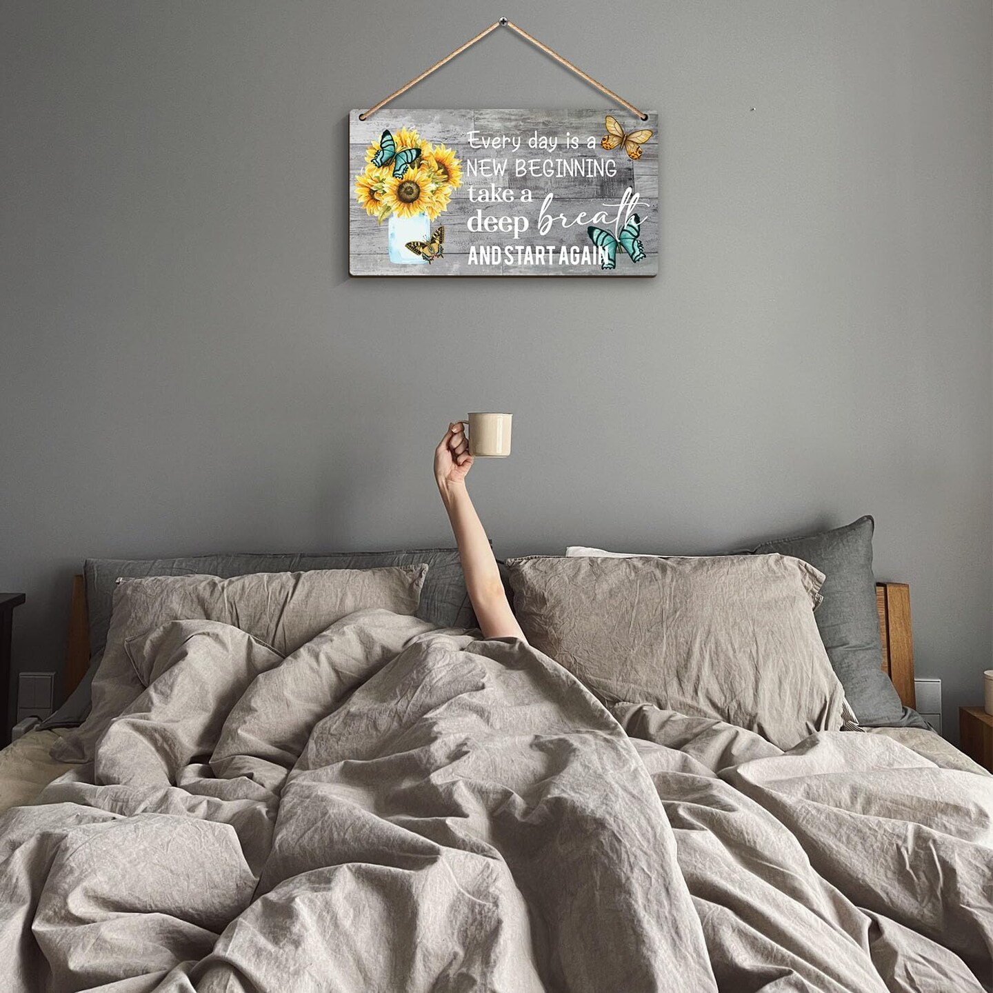 Decorations Every day is a new beginning - Dandelion Butterfly Wooden Wall Art, Motivational and Inspirational Decorations for Home,Housewarming Gift