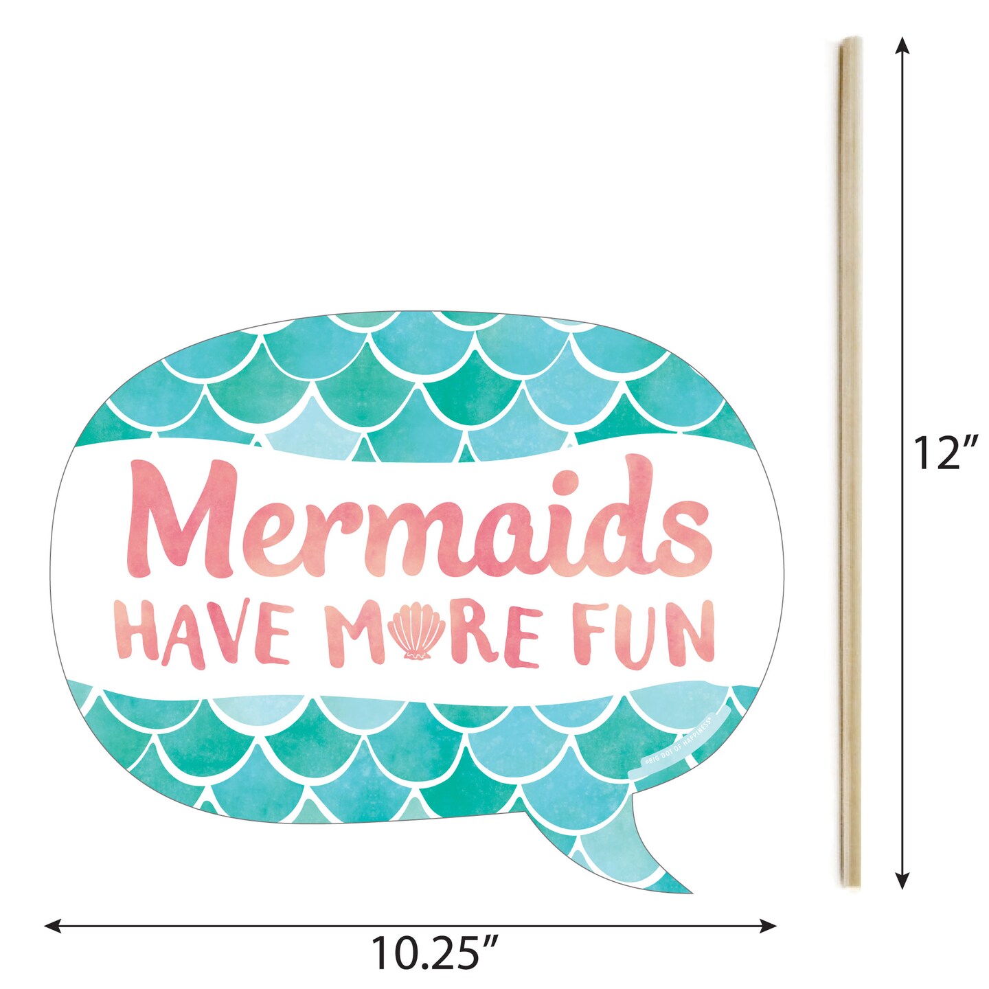Big Dot of Happiness Funny Mermaid Party Photo Booth Props Kit, Mermaid Birthday Party Decorations - 10 Count Selfie Prop Sticks