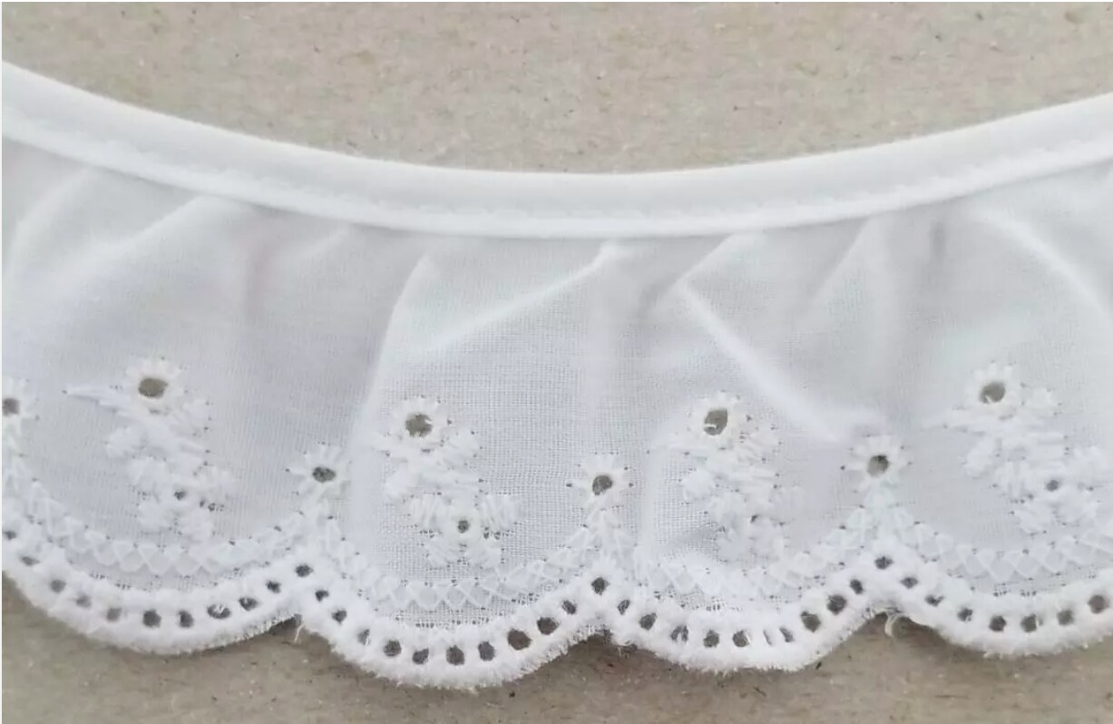 1-3/4" Ruffled Gathered Embroidery Eyelet Trimming - 6 Yards!