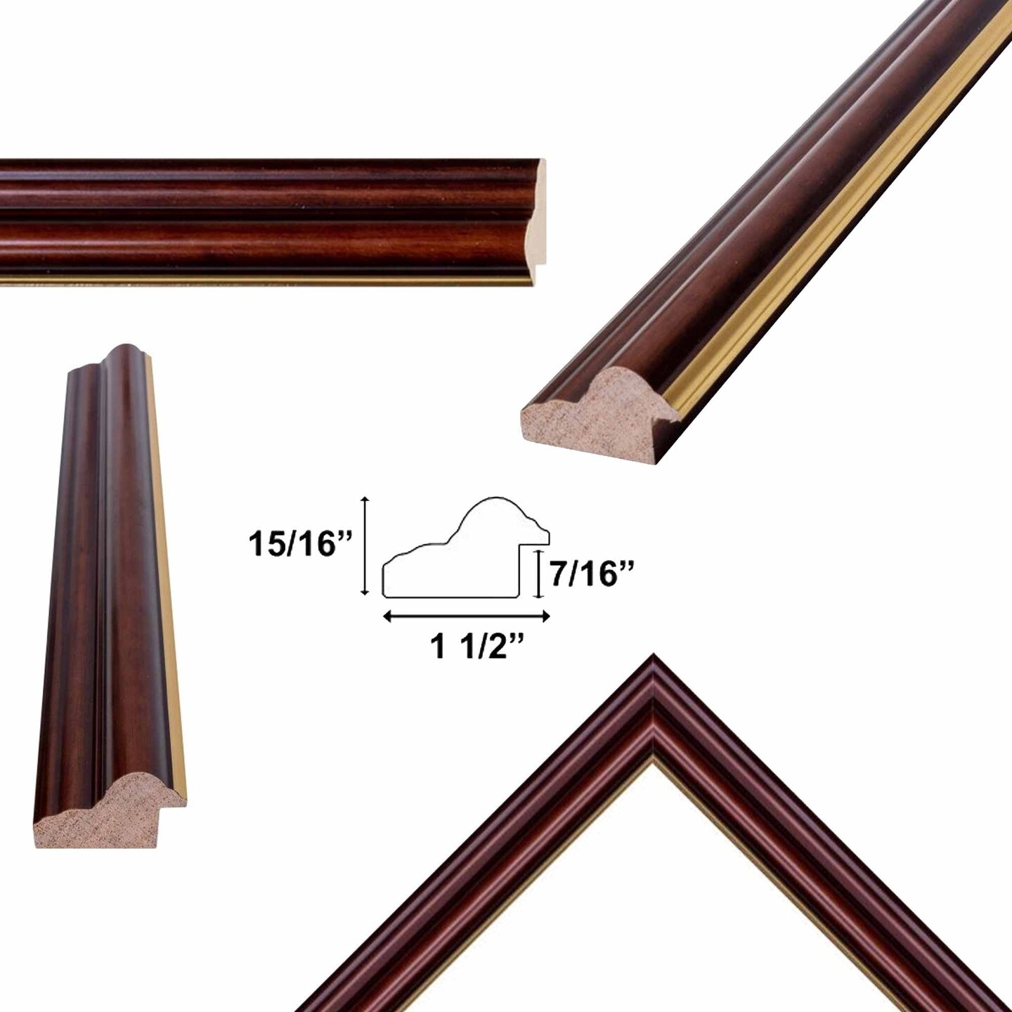 Certificate Gloss Cherry Wood Gold Lip Picture Frame 12x12 frame