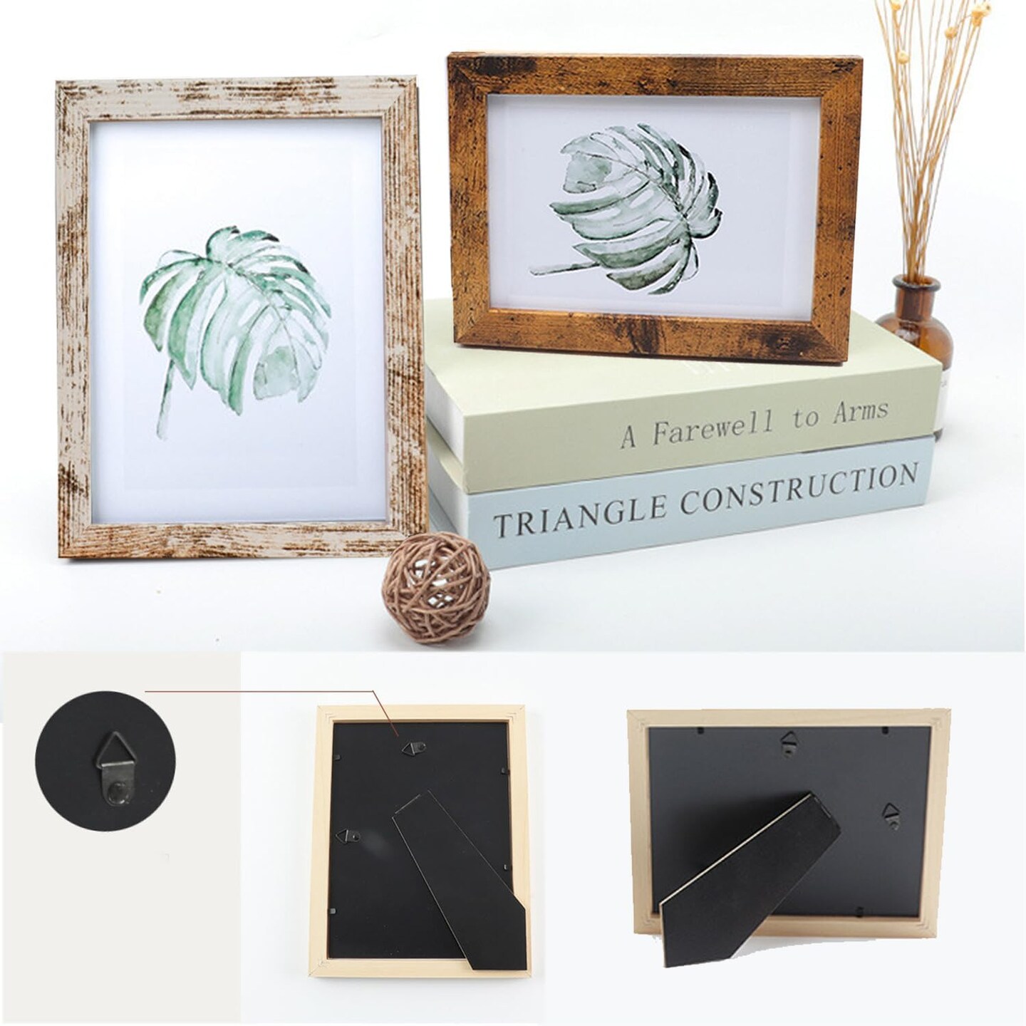 Picture Frames set with Two 11x14, Four 8x10, Four 5x7 Gallery Wall Frame Set,Collage Picture Frame,10Pack Farmhouse wood Photo Frames for living room Wall Gallery Decor or Desk,Rustic Black