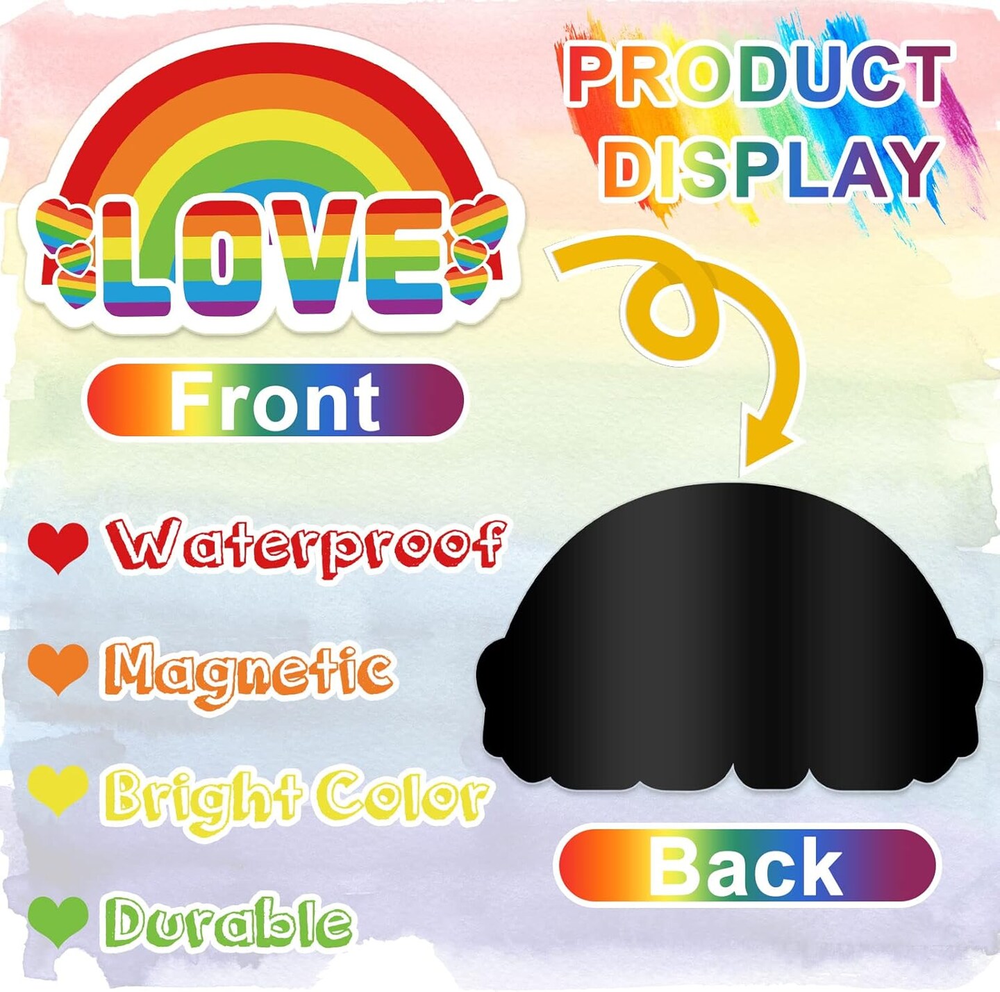 22-Pack Pride Rainbow Magnetic Stickers – Water-Resistant Car Magnets for Pride Day, Home, Fridge, Car Bumpers, and Party Decorations