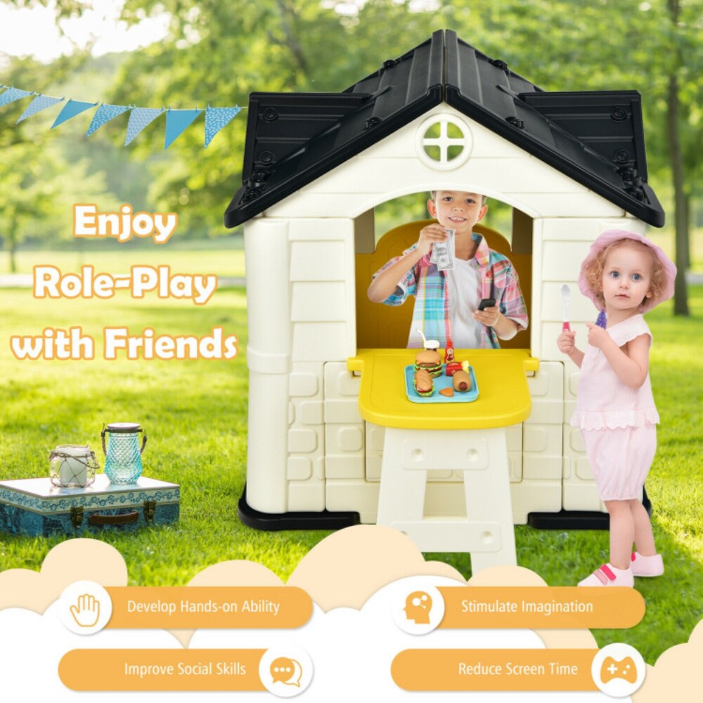 HDPE Playhouse Set with Slide, Table and Cover for Kids