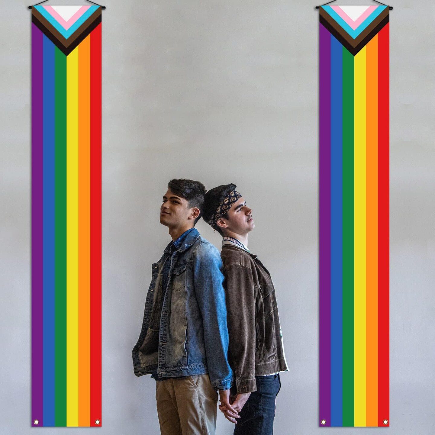 Progress Pride Porch Banner June Pride Month LGBTQ+ Rainbow Front Door Wall Indoor Outdoor Hanging Decoration Photo Booth Backdrop (Progress Pride)
