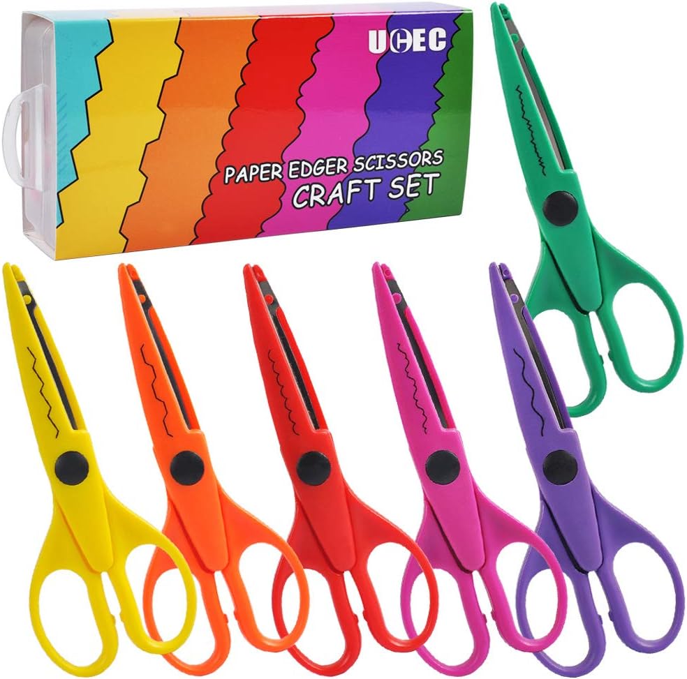 6-Pack Decorative Craft Scissors – Patterned Blades for Scrapbooking, DIY, Kids & Crafts
