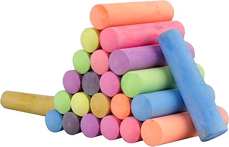 Non Toxic Sidewalk Chalk Bucket (24 Count) - Washable Colored Chalk Bulk Set for Kids and Toddlers Outdoor Games