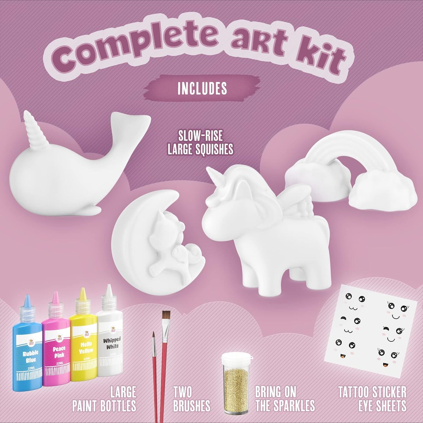 Unicorn Squishy Paint Set for Kids Ages 8-12, Unicorn Gifts for Girls 8-10, Arts and Crafts for Kids, Paint Your Own Squishies Kit