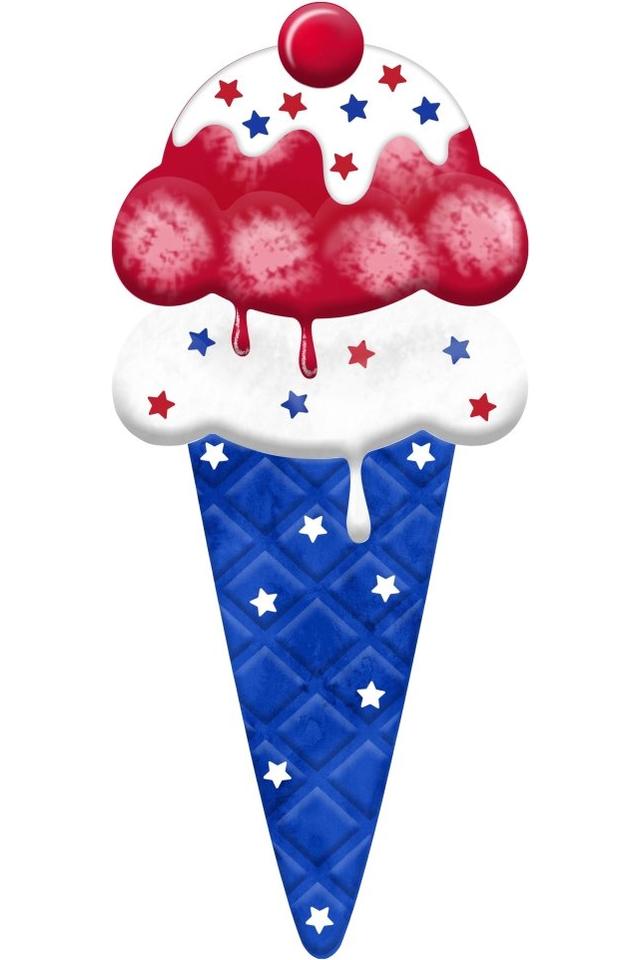12&#x22; Metal Patriotic Ice Cream Cone Sign