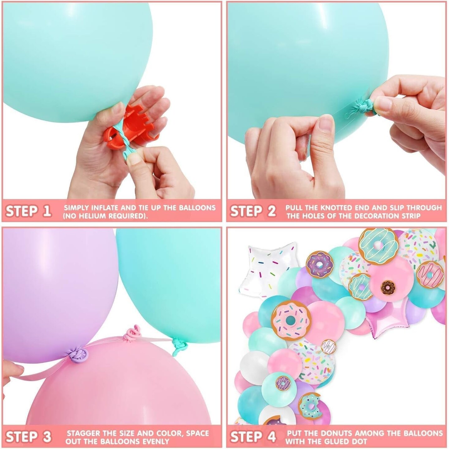 100 PCS Donut Balloons Garland Pastel Decoration Kits Sprinkles Confetti Doughnut Backdrop Cutouts Kids Birthday Party Balloons Arch Photo Props Favor Ideas Supplies