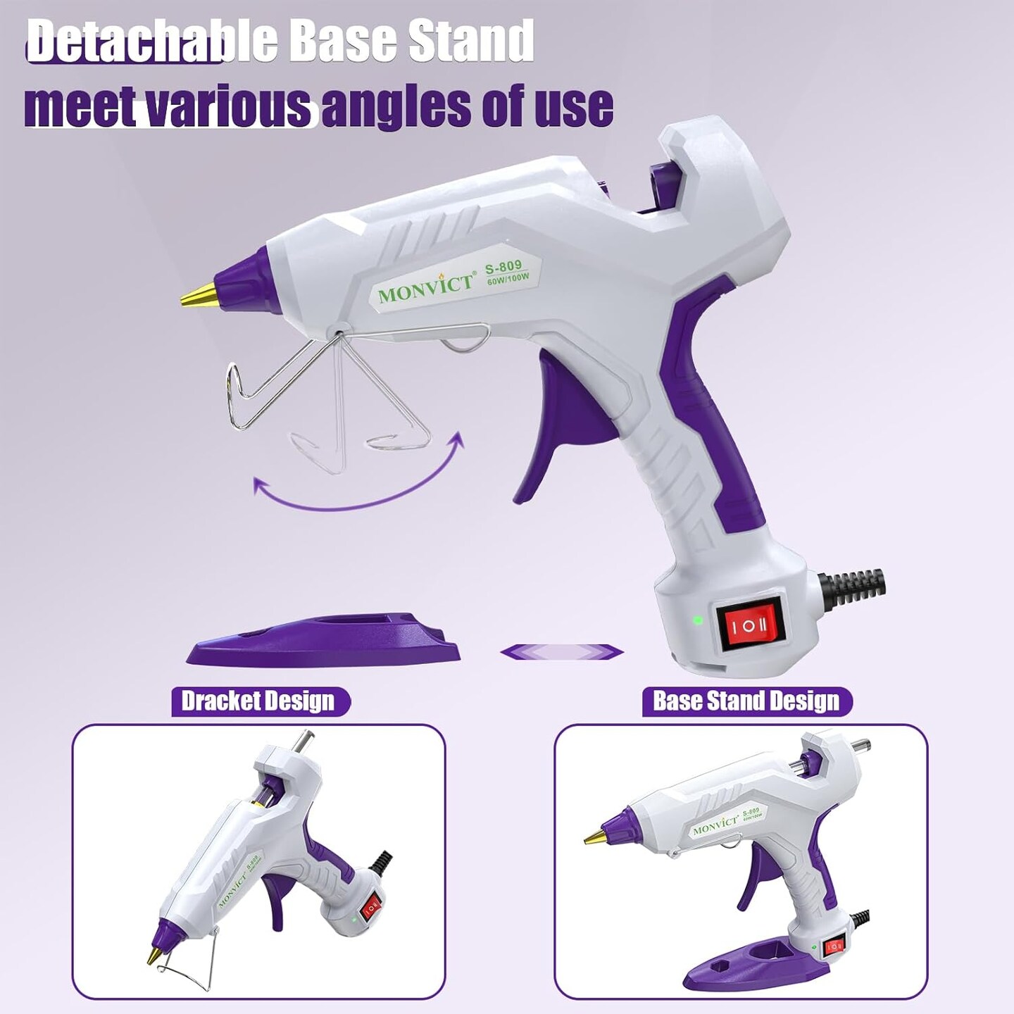 Full Size Hot Glue Gun with 60/100W and On/Off Switch, Dual Temp Heavy Duty Industrial Hot Melt Glue Gun with 15 Hot Glue Sticks (7/16&#x22;) and 3 Finger Protectors for Craft, DIY and Repairs Visit the MONVICT Store