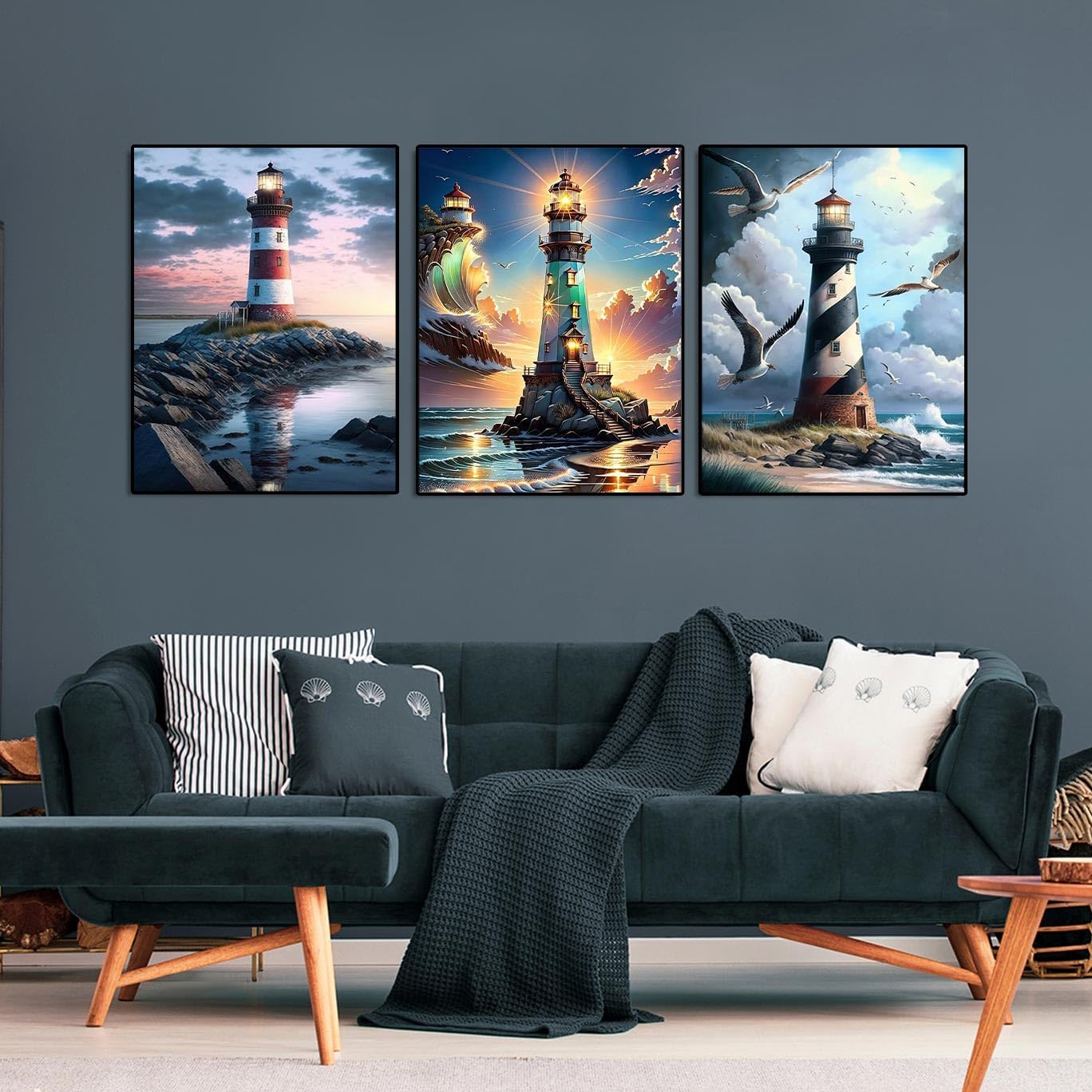 Diamond Painting Kits for Adults - 3 Pack Lighthouse DIY 5D Diamond Art Kits Full Drill Diamond Dots Paintings with Diamonds Gem Art and Crafts Home Decor 12x16inch