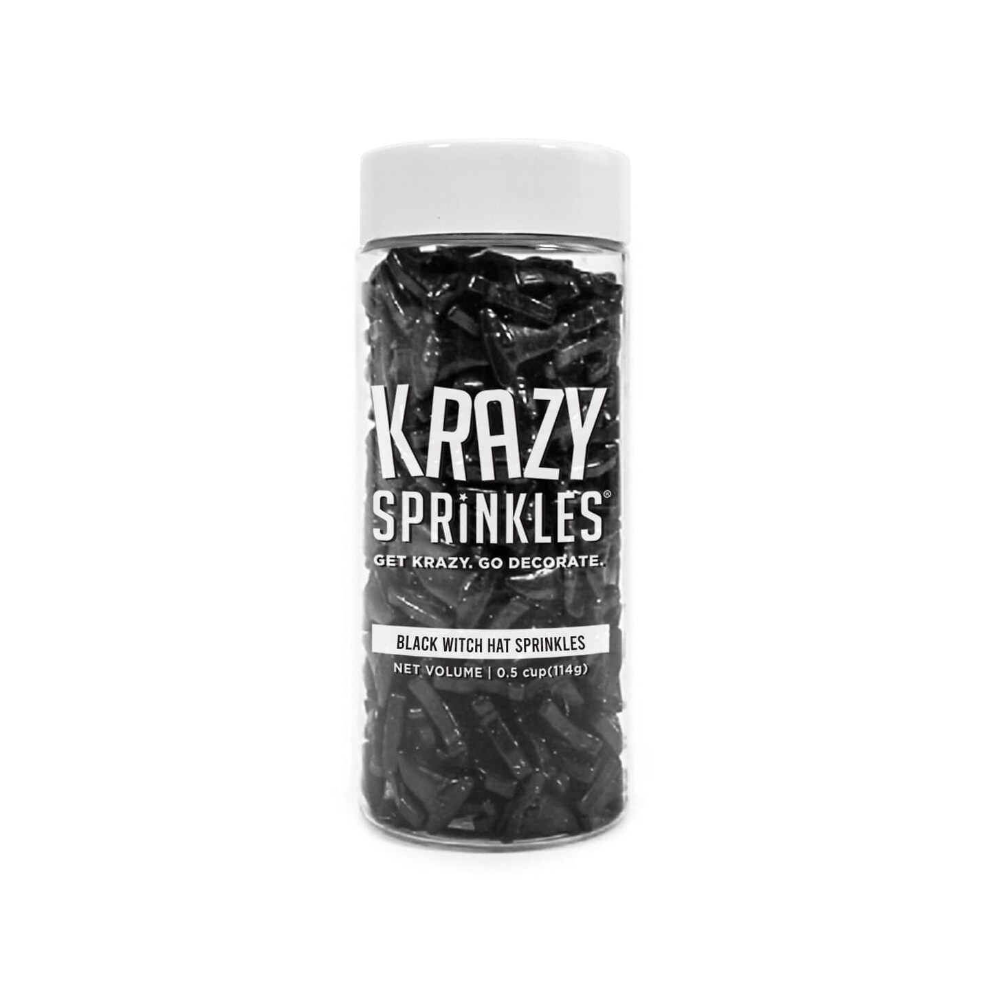 Krazy Sprinkles - Black Witch Hats (1/2 Cup, 1x Jar) for Cakes, Ice Cream &#x26; Cookies