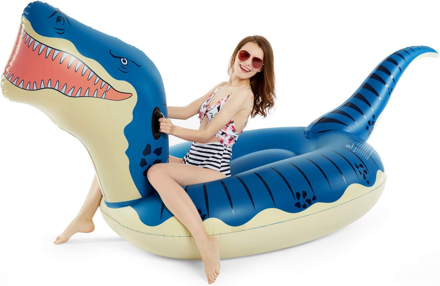 Inflatable Dinosaur Swimming Pool Float for Kids Boys Girls Adults 124&#x27;&#x27; Giant Tyrannosaurus Rex Floatie Summer Beach Ride on Party Pool Raft Lounge Toys