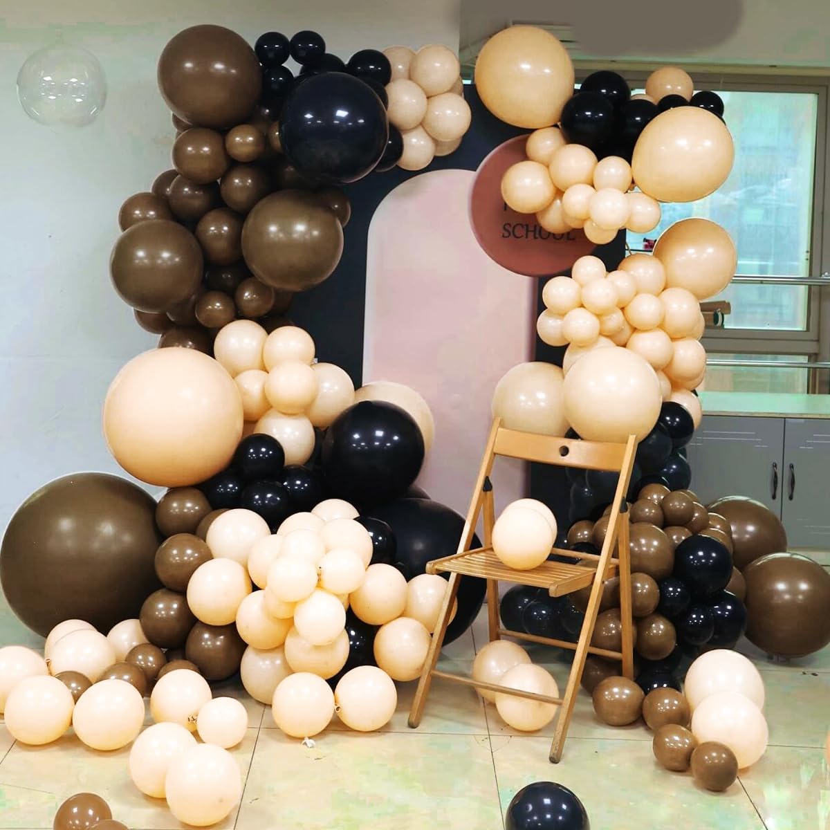160PCS Brown, Black & Nude Balloon Garland Kit – Latex Balloons for Party & Wedding Decorations