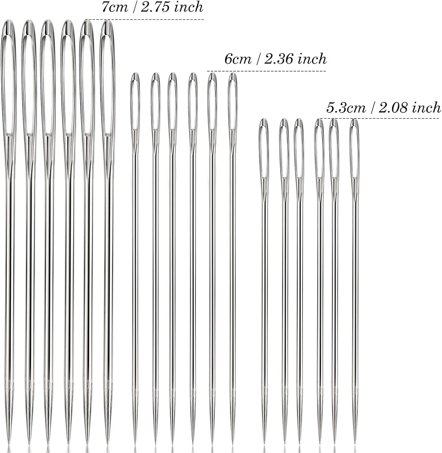 18 Pieces Large Eye Needles 3 Sizes Steel Yarn Darning Knitting Sewing Blunt Needles