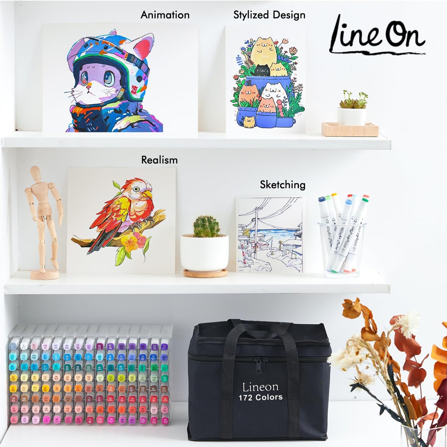 172 Colors Alcohol Based Dual Tip Art Markers, 171+1 Blender Permanent Marker Pens Plus 1 Marker Pad 1 Case