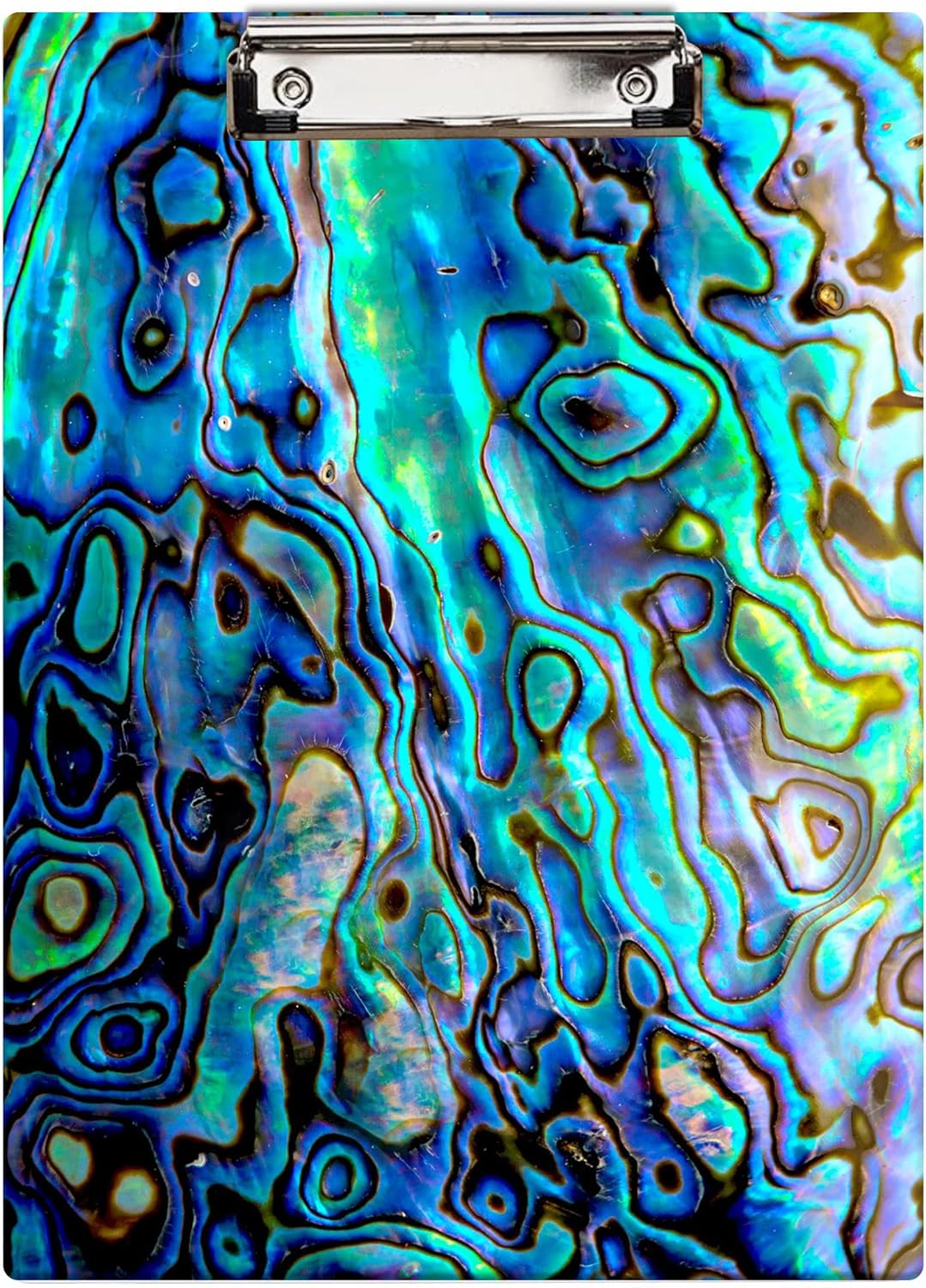 Clipboard Decorative Office School Hardboard Wood Nursing Clip Board and Pull for Standard A4 Letter Size Blue Rainbow Marble Colorful Abstract 12.6&#x22; X 8.9&#x22;