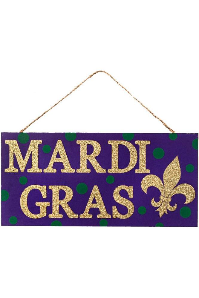 12&#x22; Wooden Sign: Mardi Gras Fleur