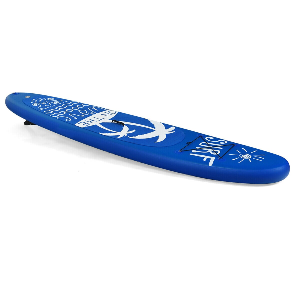 Blue PVC Inflatable Paddle Board Non-Slip Deck Adjustable Paddle Backpack