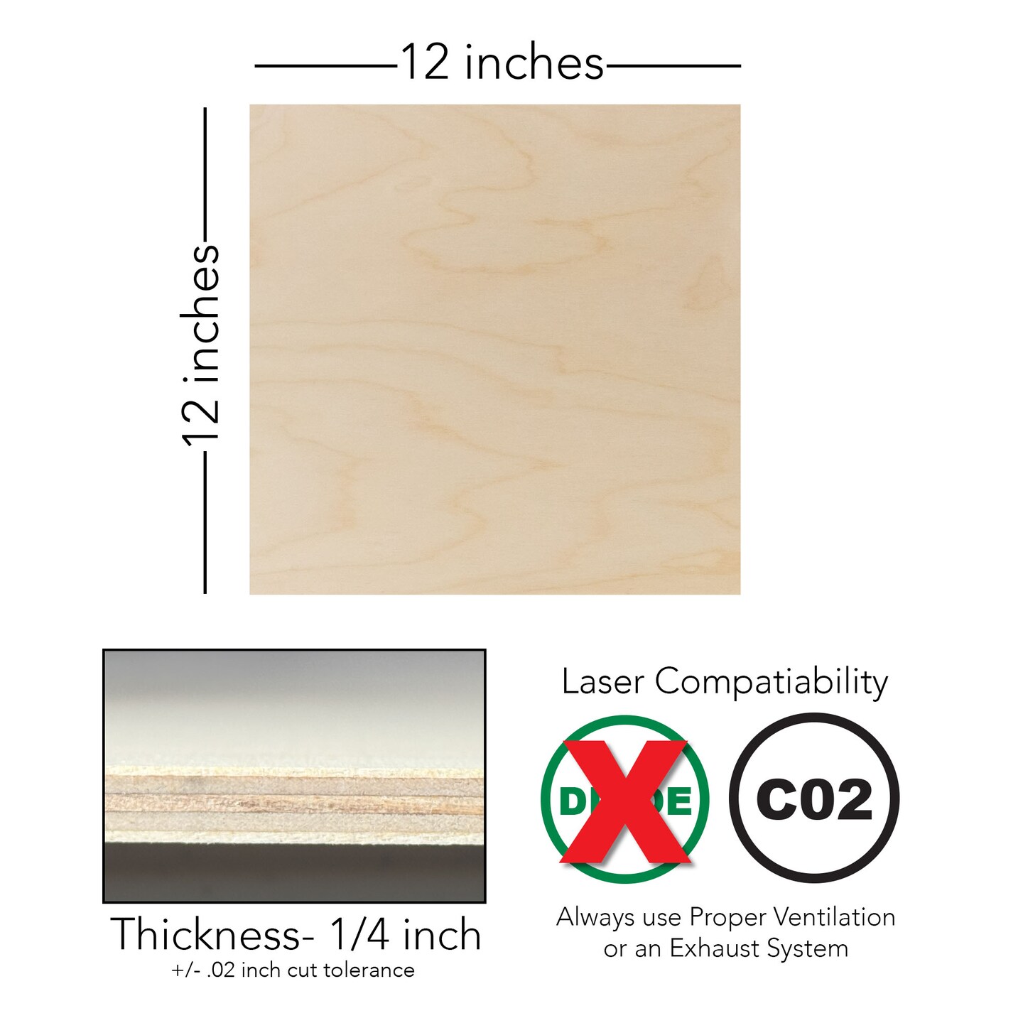 3mm or 6mmGrade B/BB Baltic Birch Plywood Finished or Unfinished | 12x12, 12x19 16x24 | Boxes of 10, 20, 50 and 100 | Laser Engraving, CNC, Scroll Saw