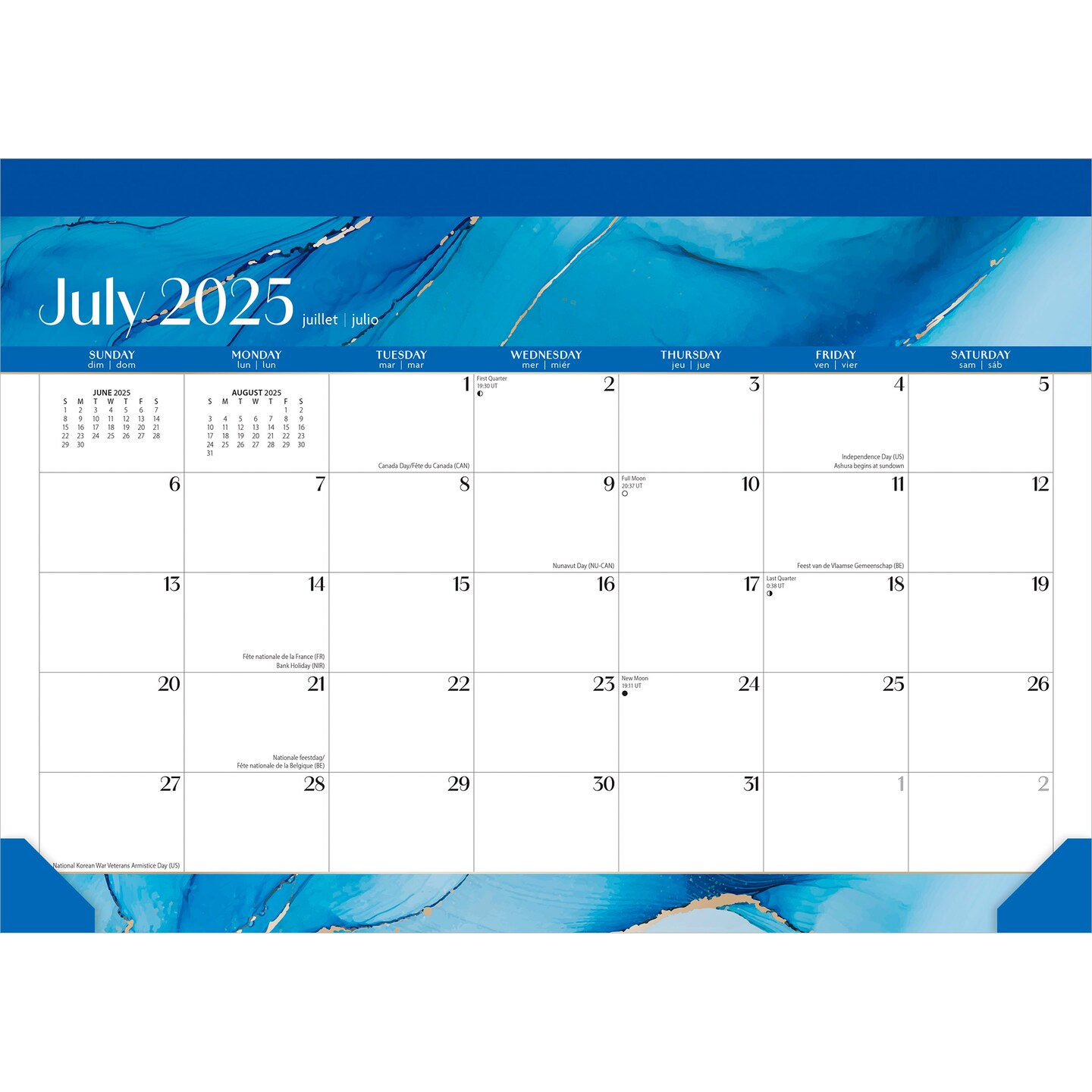 Crackled Blush | 2026 14x10 Inch 18 Months Monthly Desk Pad Calendar | July 2025 - December 2026