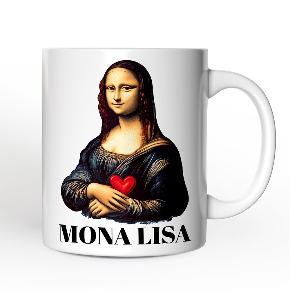 Valentine Style Mona Lisa Mug, Leonardo da Vinci Vintage Art Lover Gift