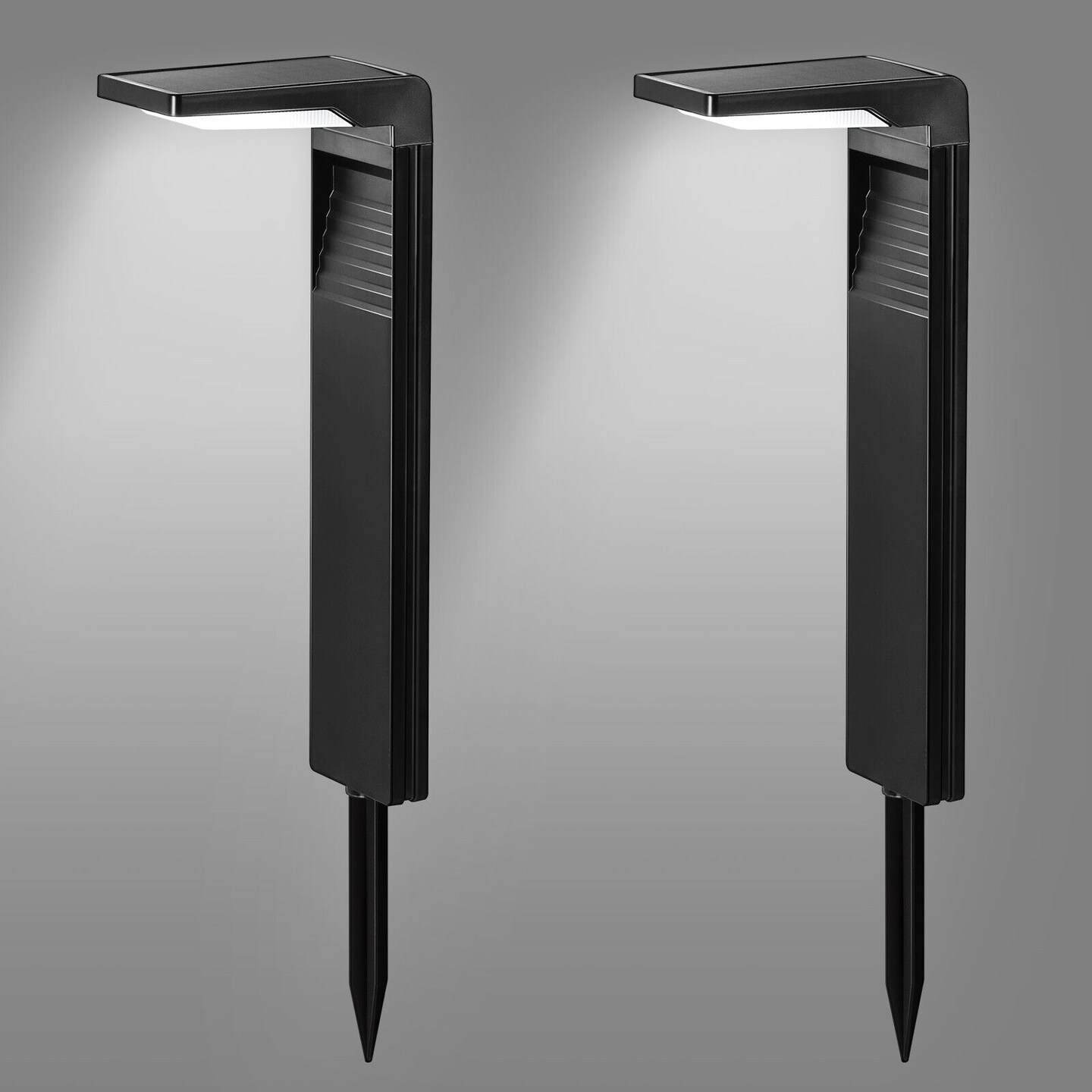 2 Pack Solar Pathway Lights Outdoor Waterproof - 100 Lumens LED Garden Lights, IP65 Rated, All-Night Illumination, Auto On/Off (Black)