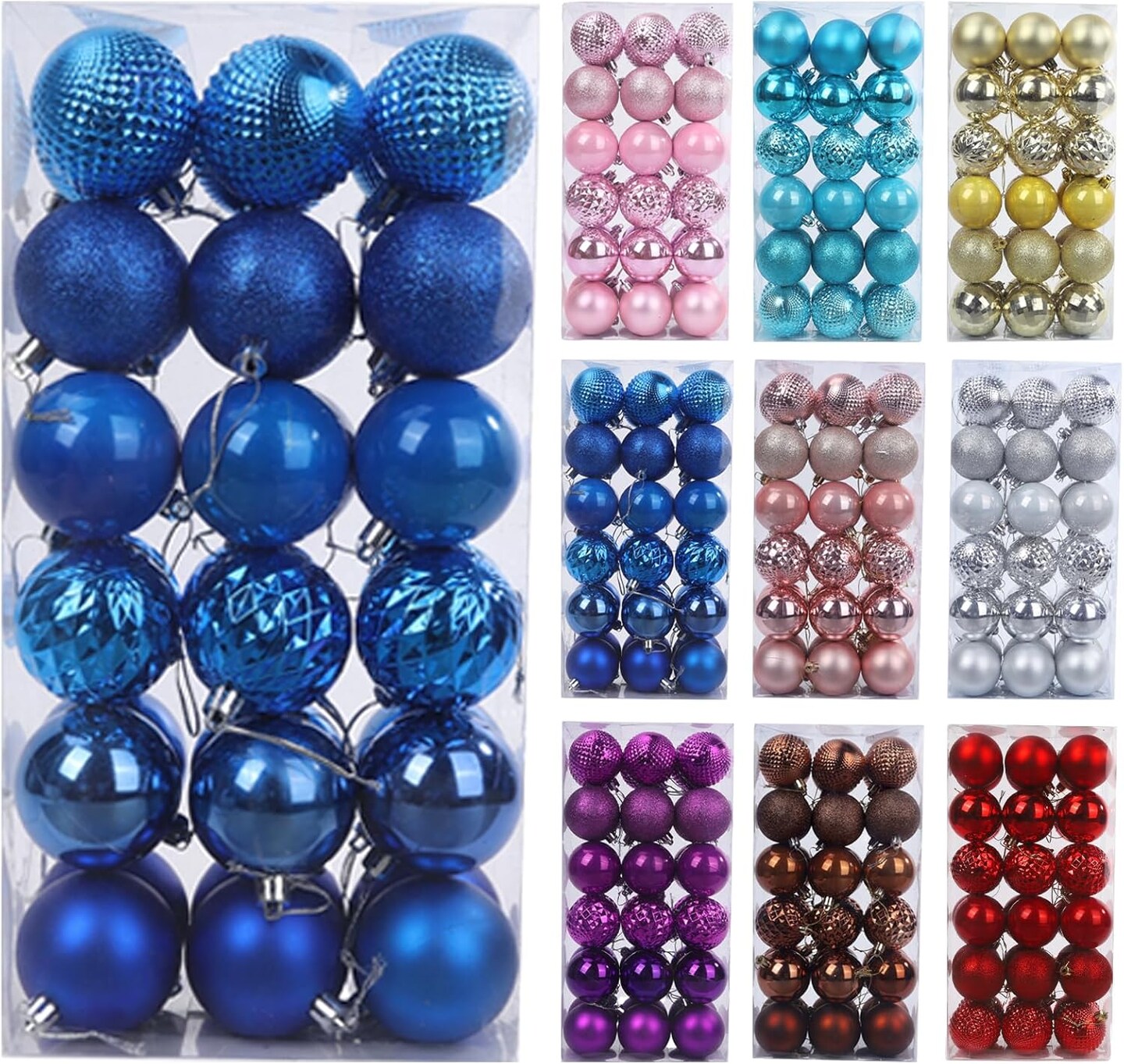 Christmas Ball Ornaments Navy Blue Christmas Ornaments Set for Christmas Tree Decorations Shatterproof Large Christmas Decorations Ornaments Bulk Balls 2.36&#x22; Hanging Decor for Xmas