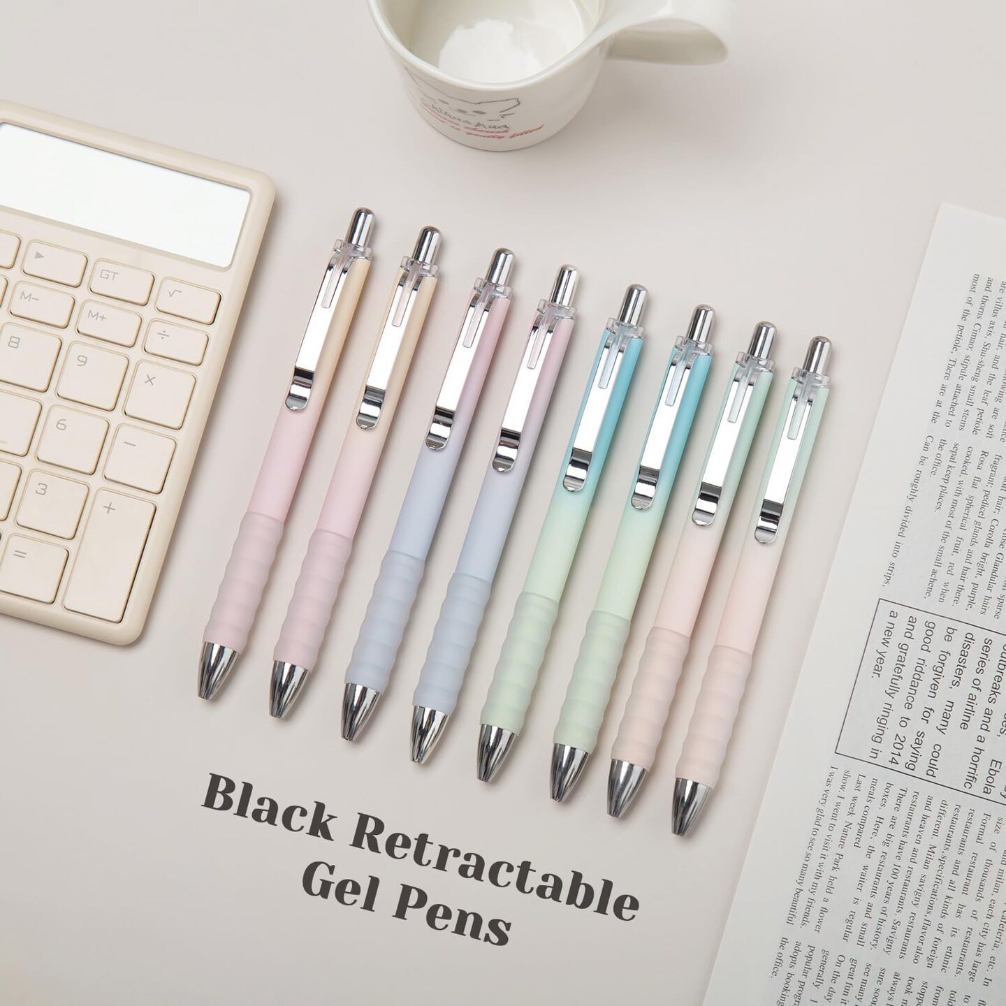 12-Piece Gel Pens, 0.7mm Medium Point, Black Ink, Retractable