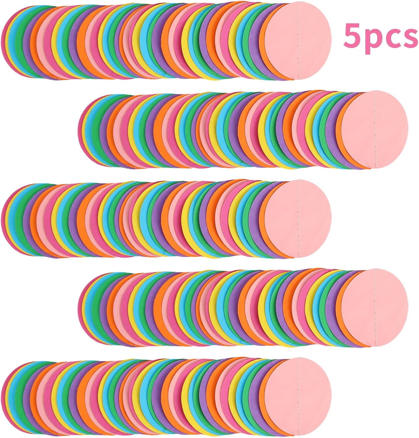 5pcs Colorful Paper Garland Party Decorations Circle Dots Hanging Rainbow Decorations for Birthday Wedding Baby Shower Classroom Candyland Streamers Party Supplies (66ft)