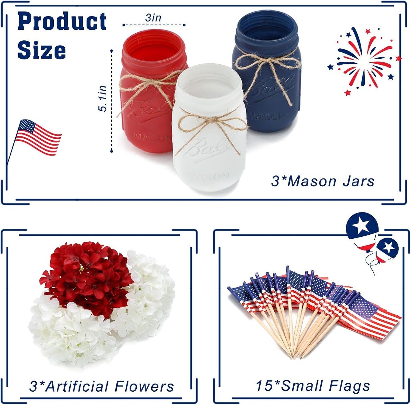 Patriotic Table Decorations, Memorial Day Decor