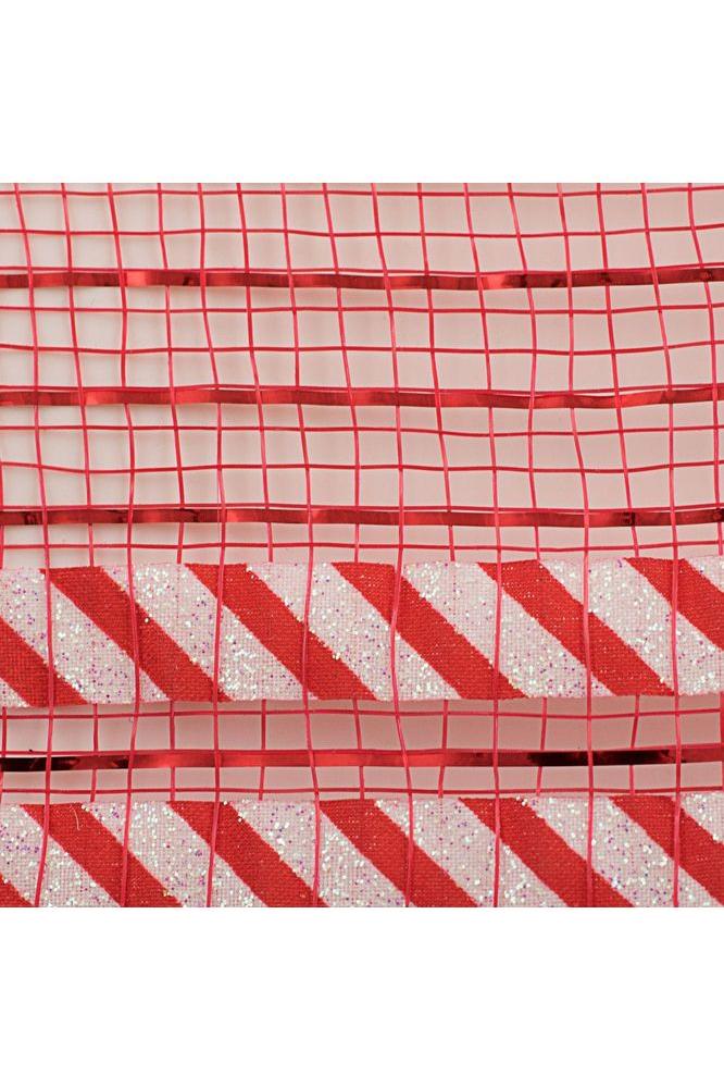 10&#x22; Patterned Edge Mesh Ribbon: Candy Cane (10 Yards)