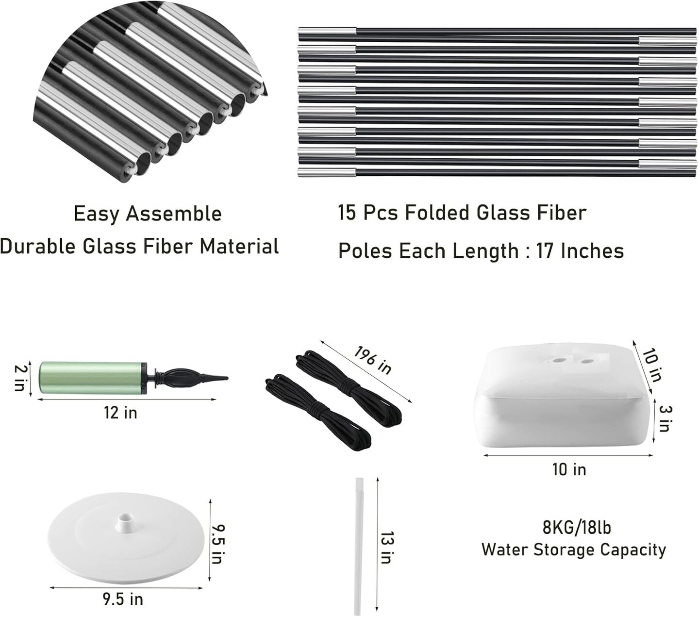 10FT x 9FT Adjustable Balloon Arch Kit – Stand with Water Base, Clips & Pump for Parties