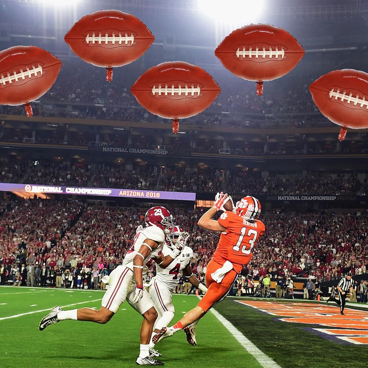 5 Pieces Large Football Party Balloons, Brown Football Shaped Mylar Foil Balloons Sports Theme Party Decorations for Boys Men Football Fans Tailgate Birthday Party Super Bowl Decorations Supplies