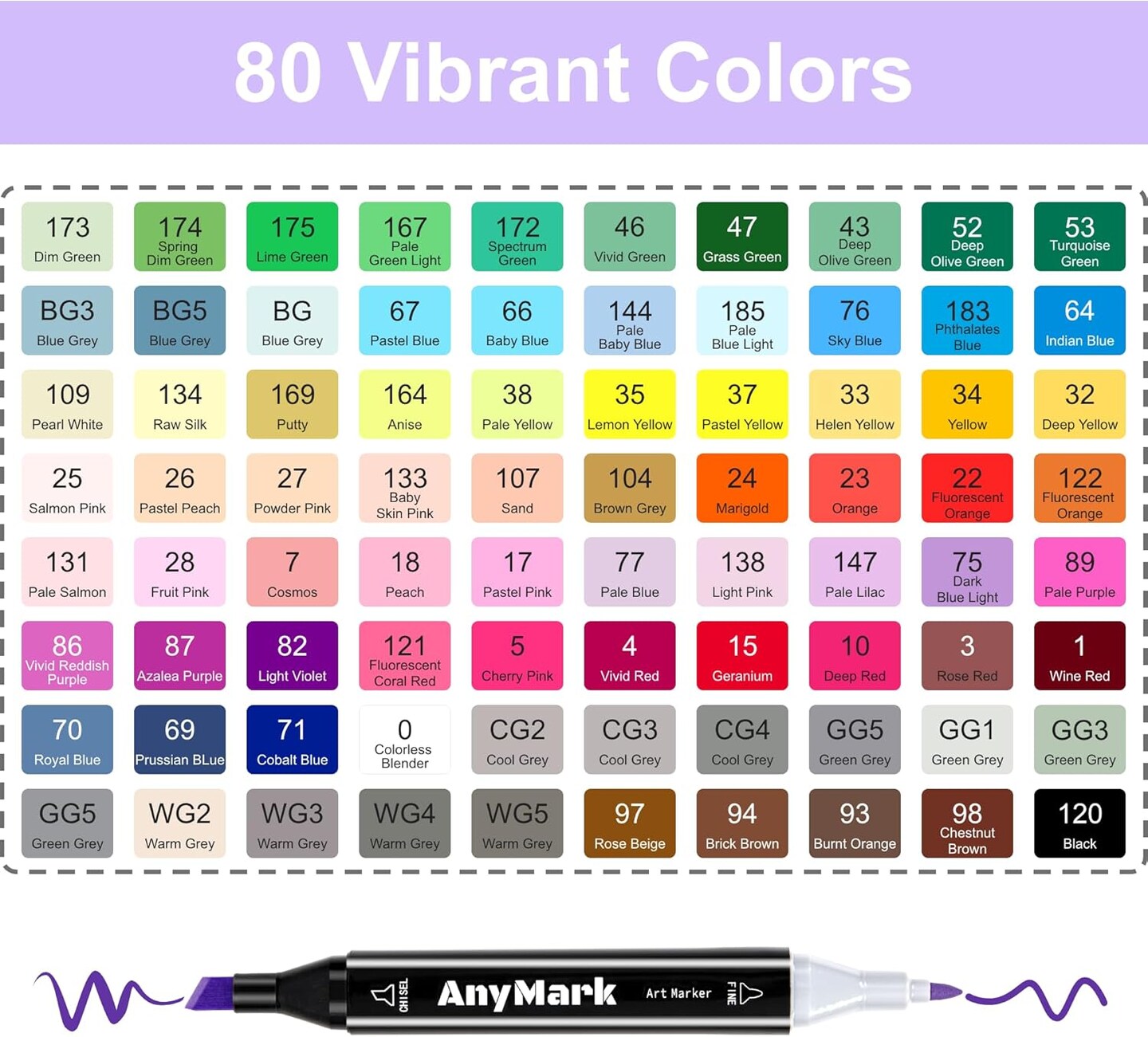 80 Colors Alcohol Markers Set, Professional Coloring Markers with Carry Bag for Adults Kids Artist, Chisel &#x26; Fine Dual Tips for Drawing