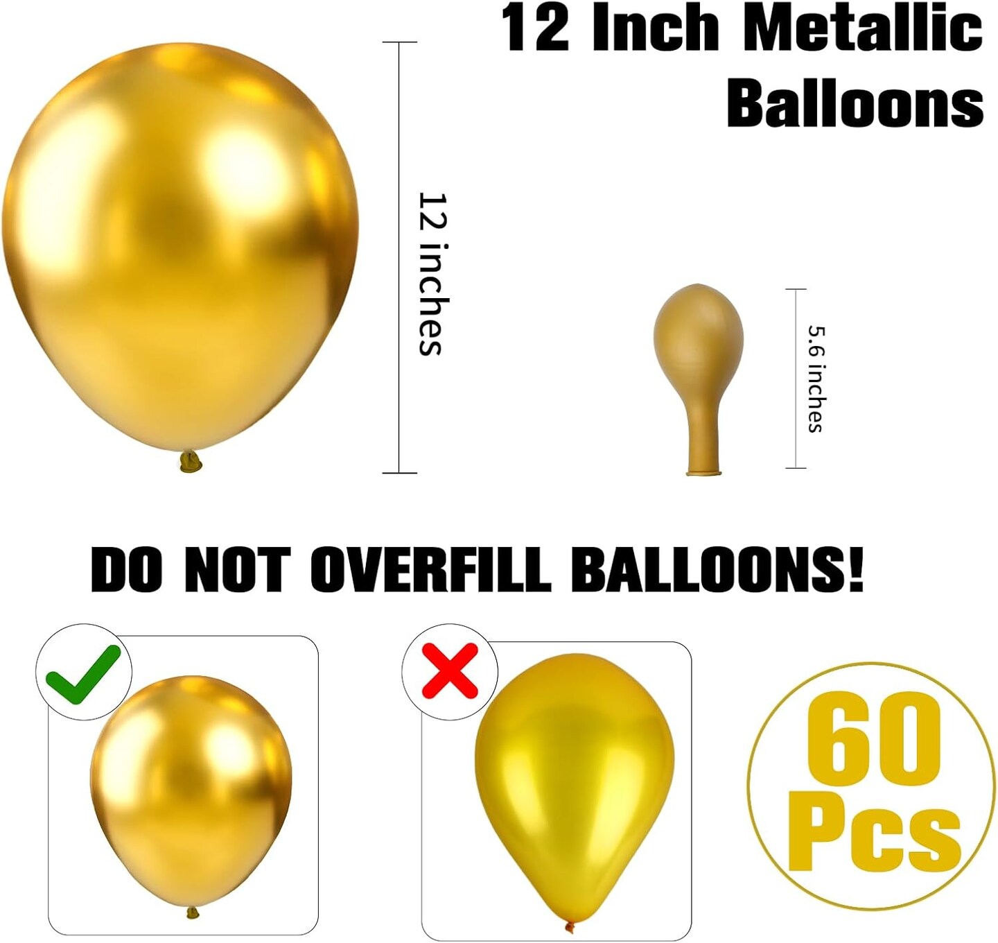Gold Balloons 60PCS Metallic Balloon Latex Balloons