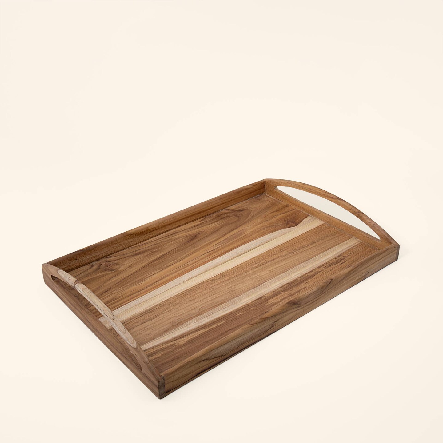 Serving Tray | Handmade Decor Teak Wood Rectangle Tray | 18" X 11" X 2.5"