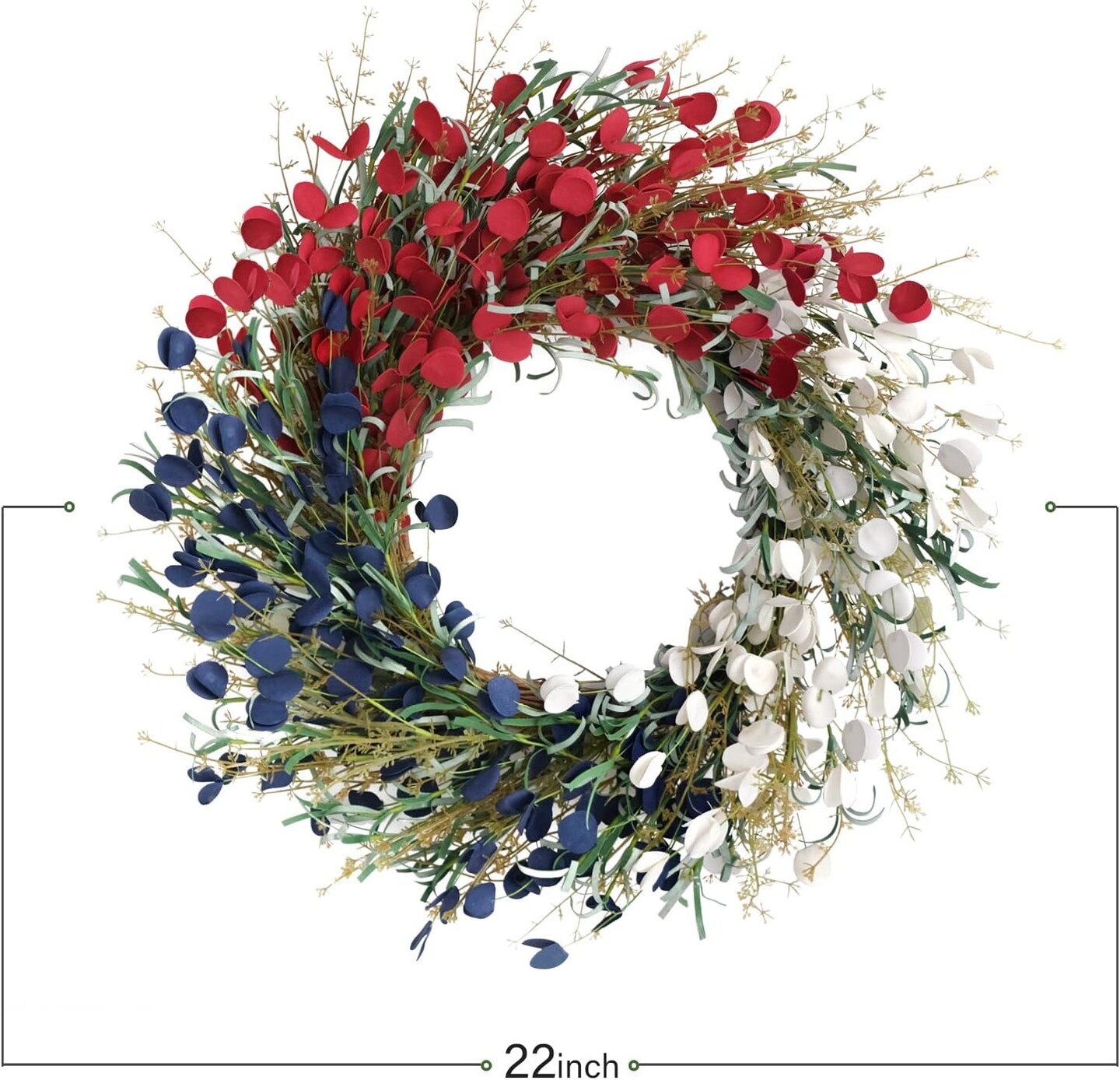 22 inches American Flag Floral Wreaths Patriotic Wall Decor