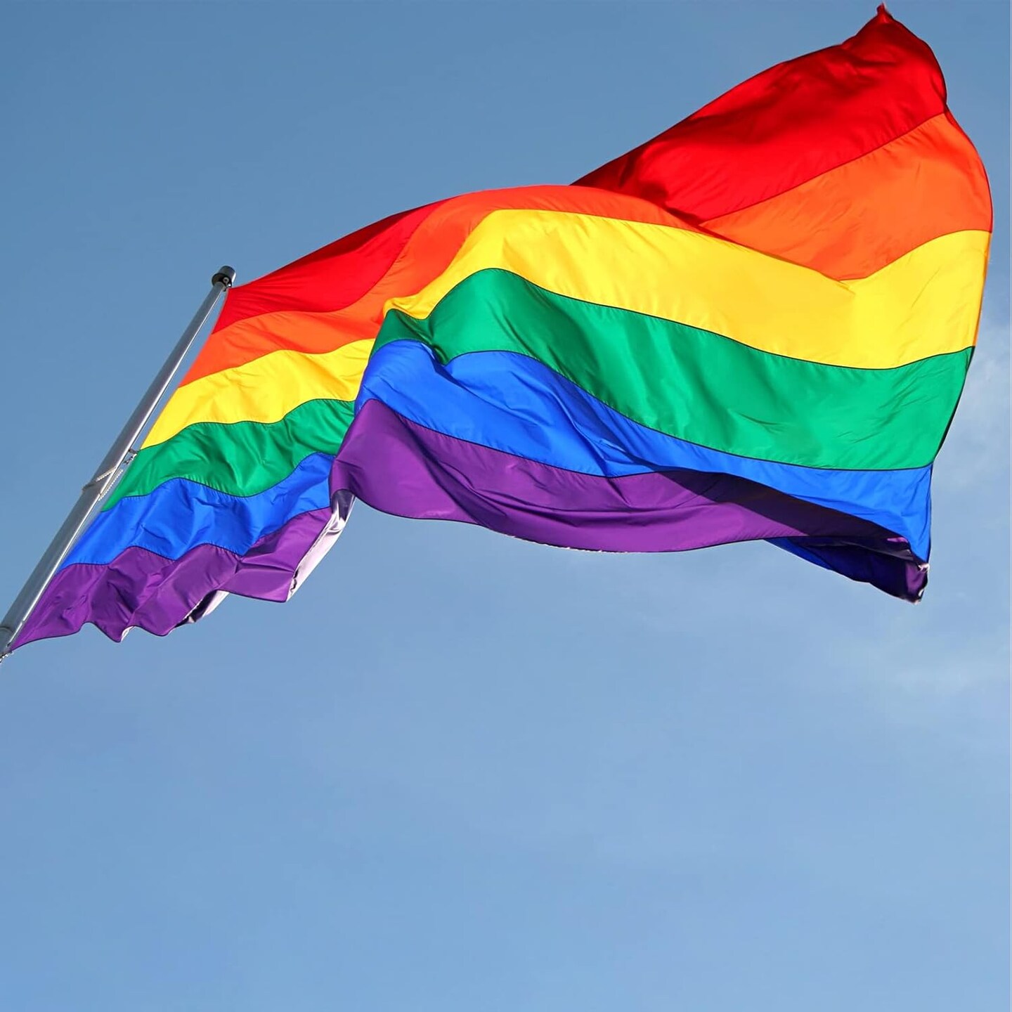 Rainbow Pride Flag 3x5 Outdoor-LGBTQ Flags Pride Flag Sewn Stripes Vivid Color Heavy Duty Polyester Flags with 2 Brass Grommets